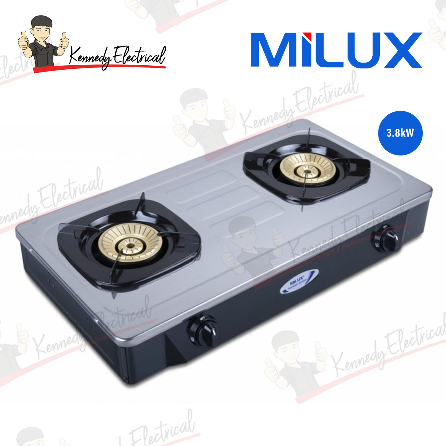 Milux Epoxy Body Double Burner Gas Cooker (MSE-2220)