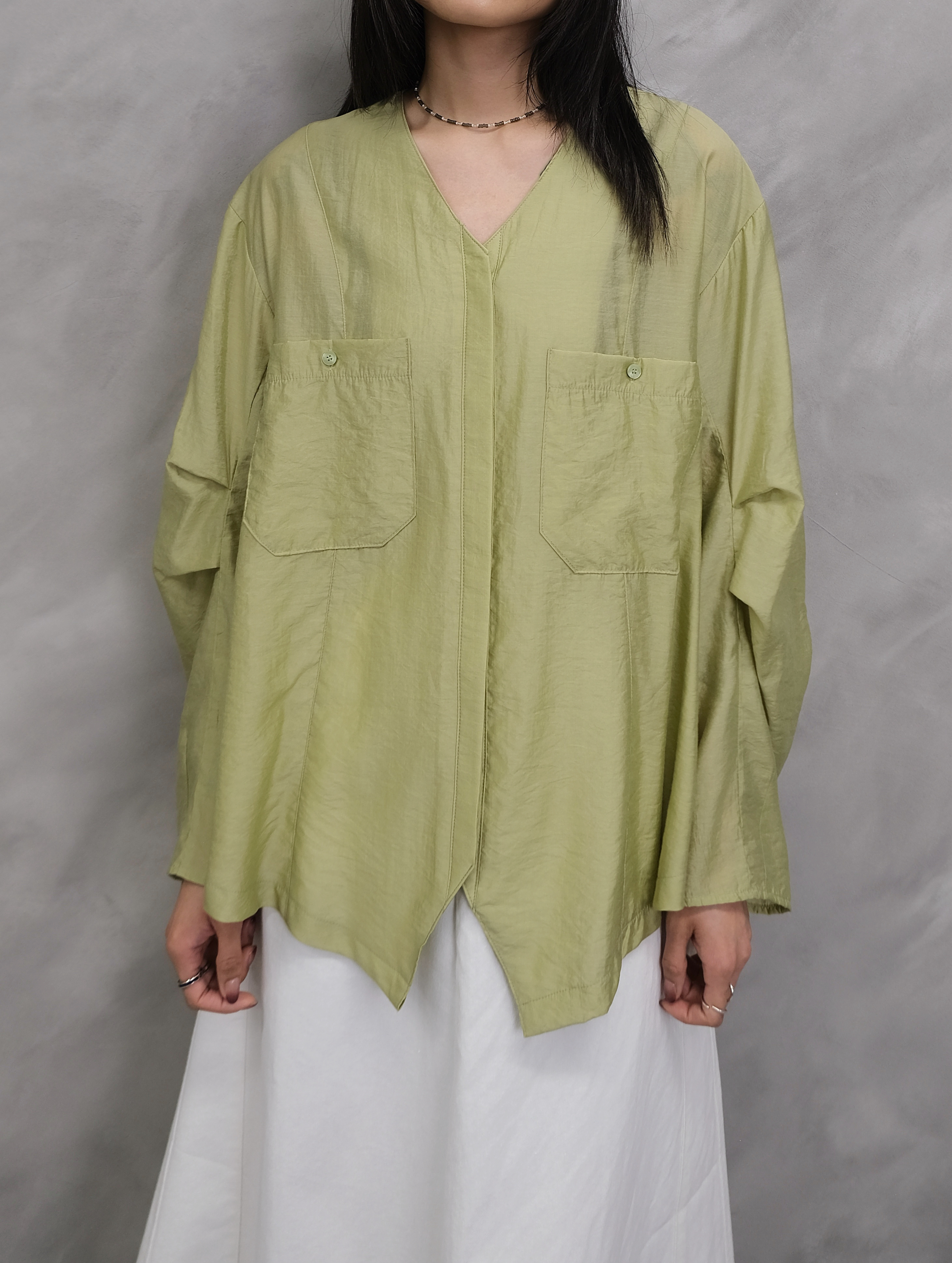 Organza v-neck shirt #sh28