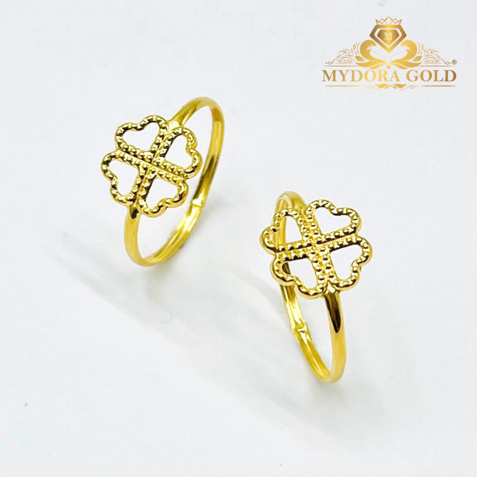 MYDORA Cincin Stamping Lucky Leaf l EMAS 916/22K
