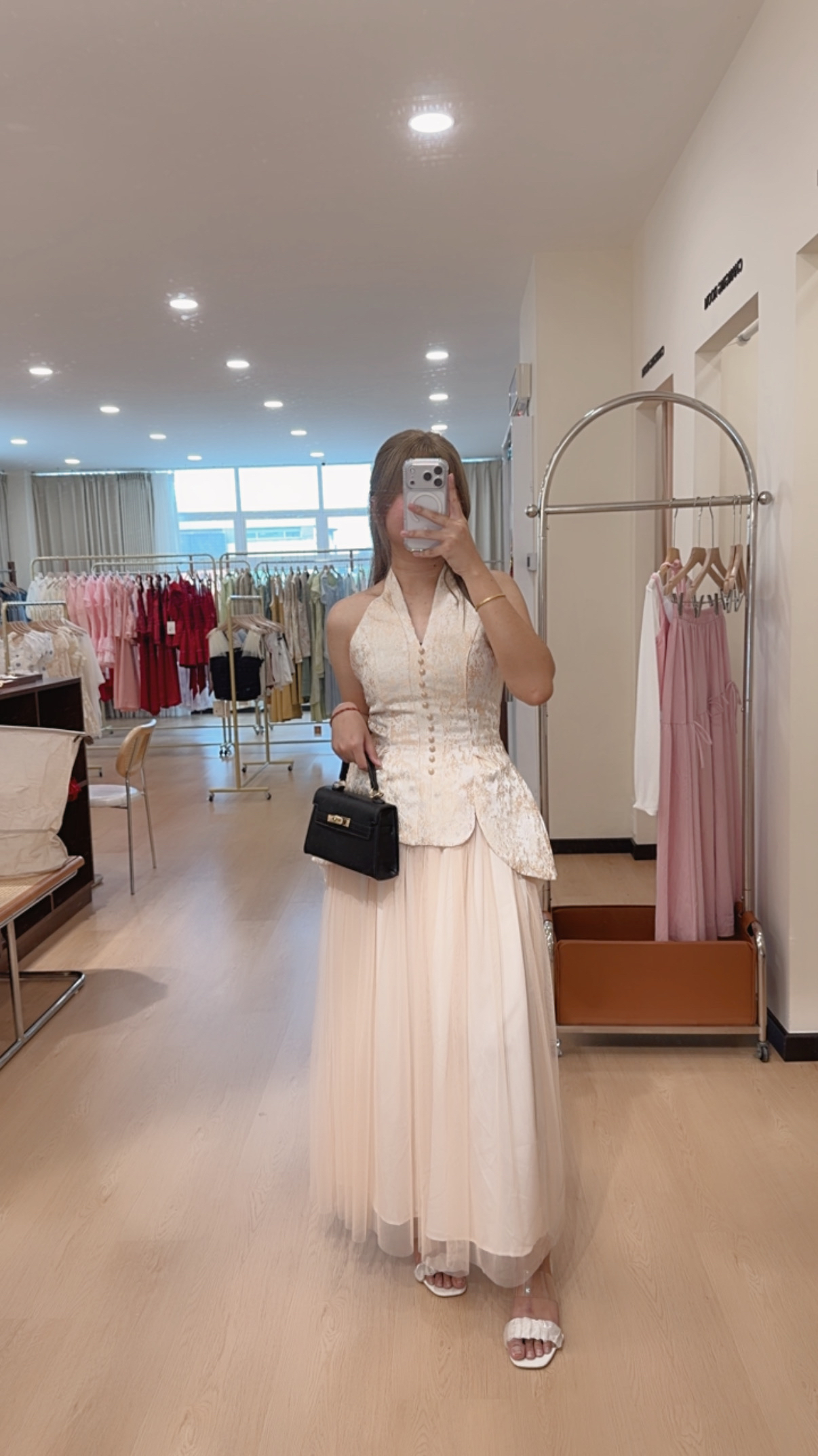 298气质挂脖套装裙