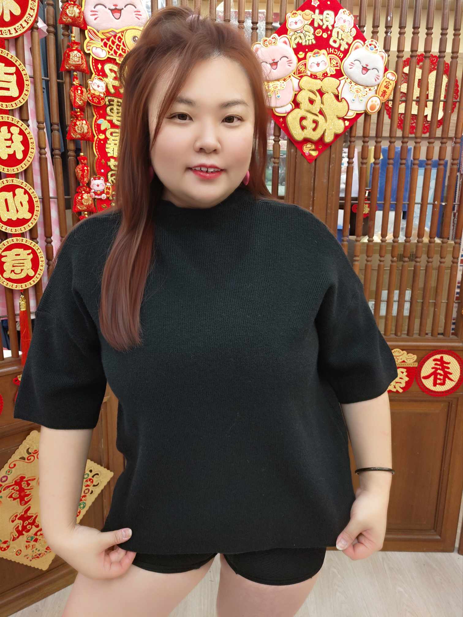 NBA26 KS0284 单色半长袖毛衣