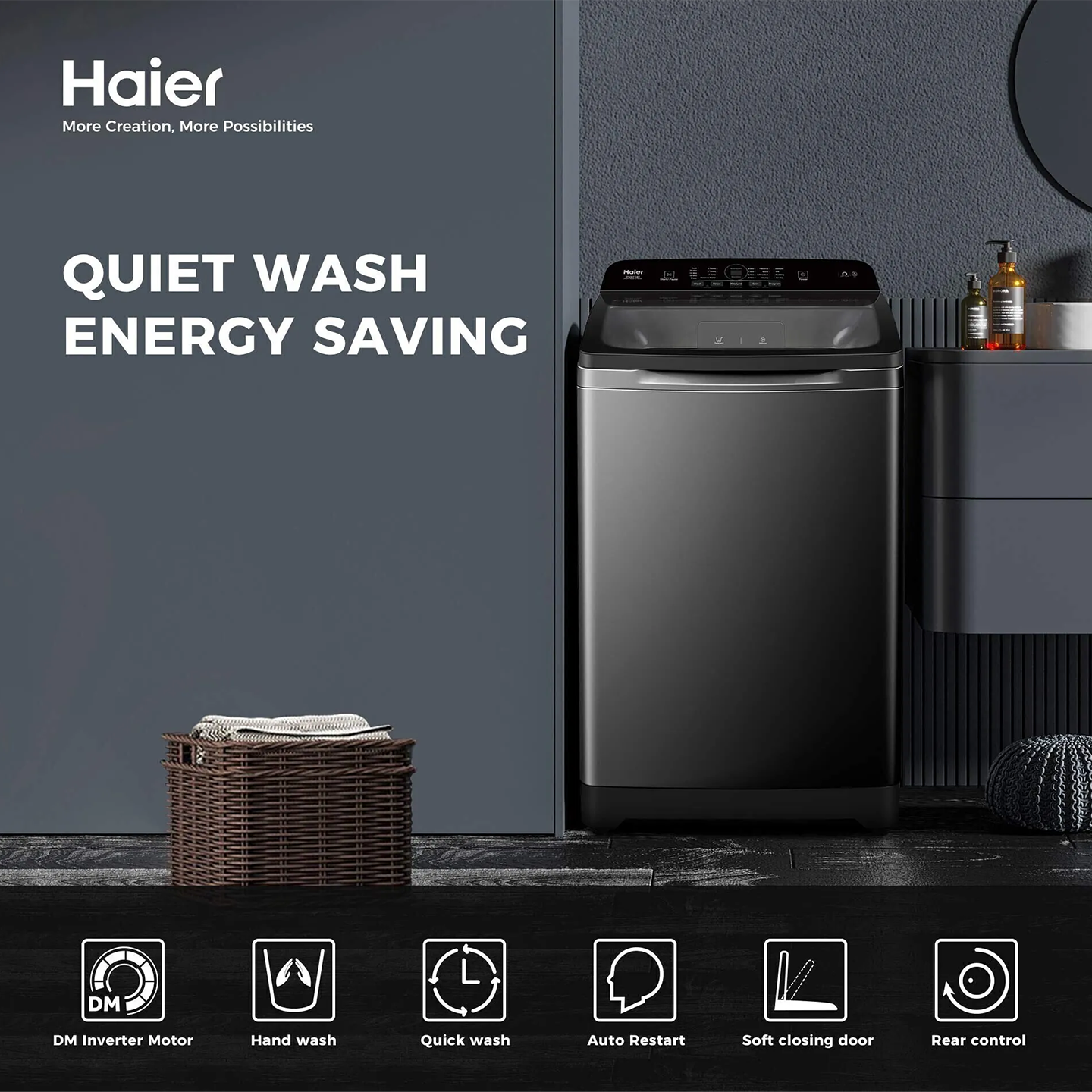 Haier 15kg Inverter Top Load Washer (HWM150-B1678ES8)