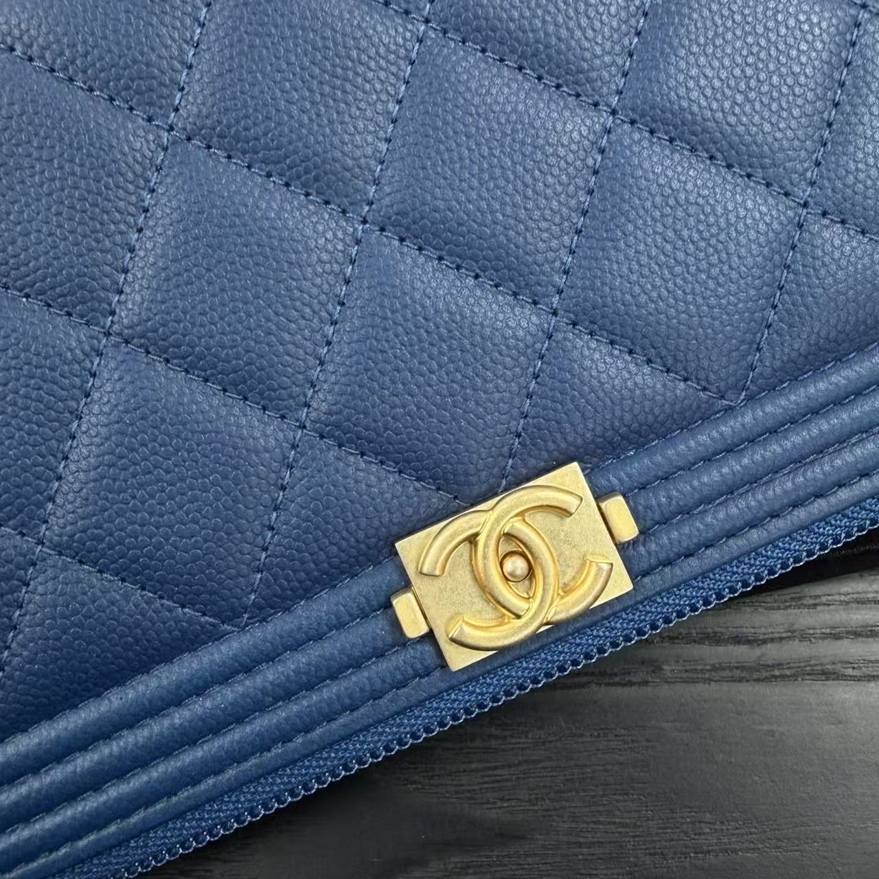 Chanel boy長銀包藍荔枝紋牛皮超罕有💙🩵