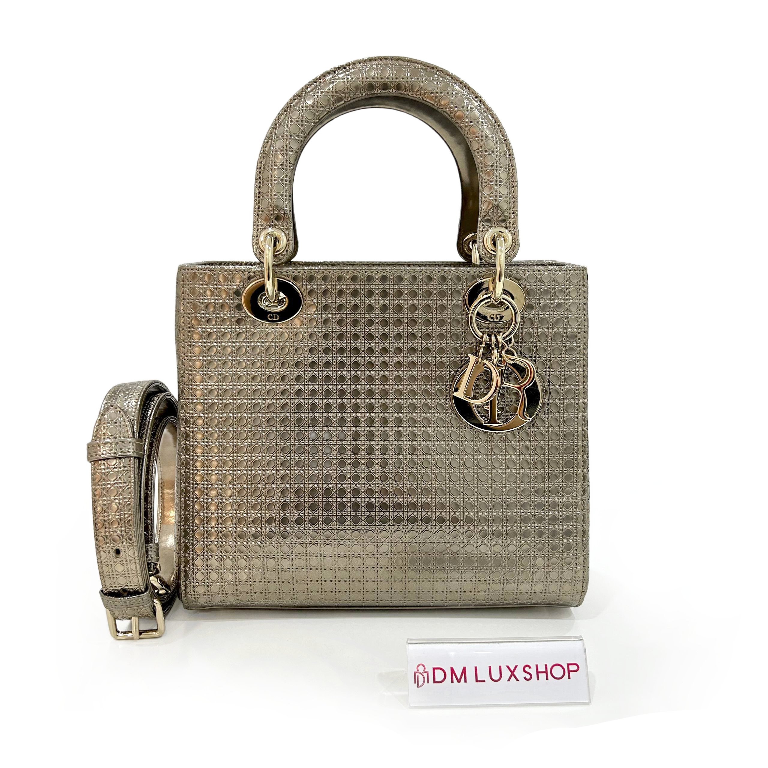 Dior Lady Dior Metallic Medium Champagne GHW