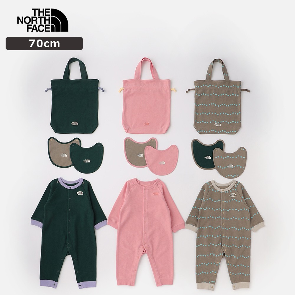 🆕【⭐訂購⭐】 🌀#TheNorthFace #TNF 有機棉 長袖連身衣+圍兜x2+索繩袋 4件套套裝［3款選］🌀[ELIA-0102][261014]