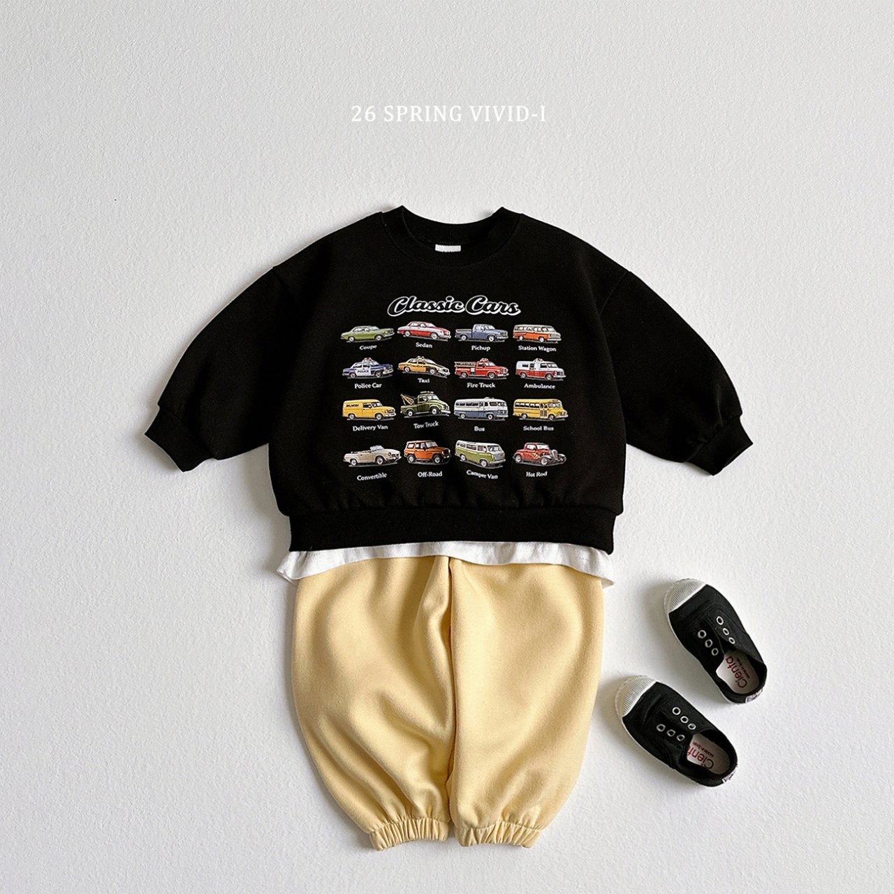 🌸預訂 韓國直送🌸🇰🇷VIVIDI三色迷你車車印花寬鬆衛衣