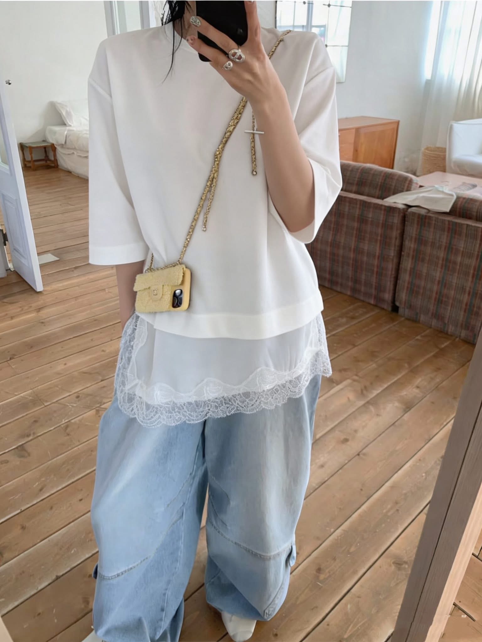 斜cut Lace 腳 Top