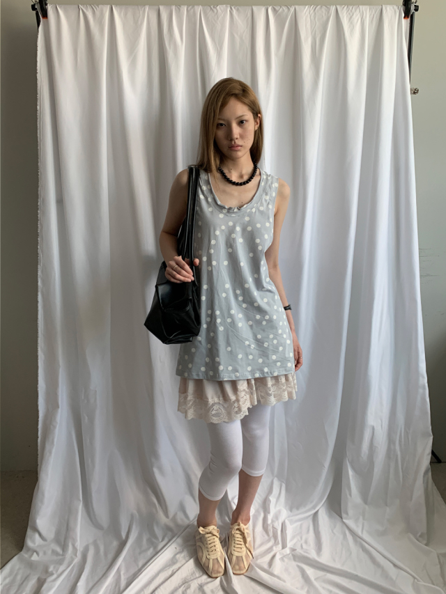 Polka Dot Cutout Tank Top