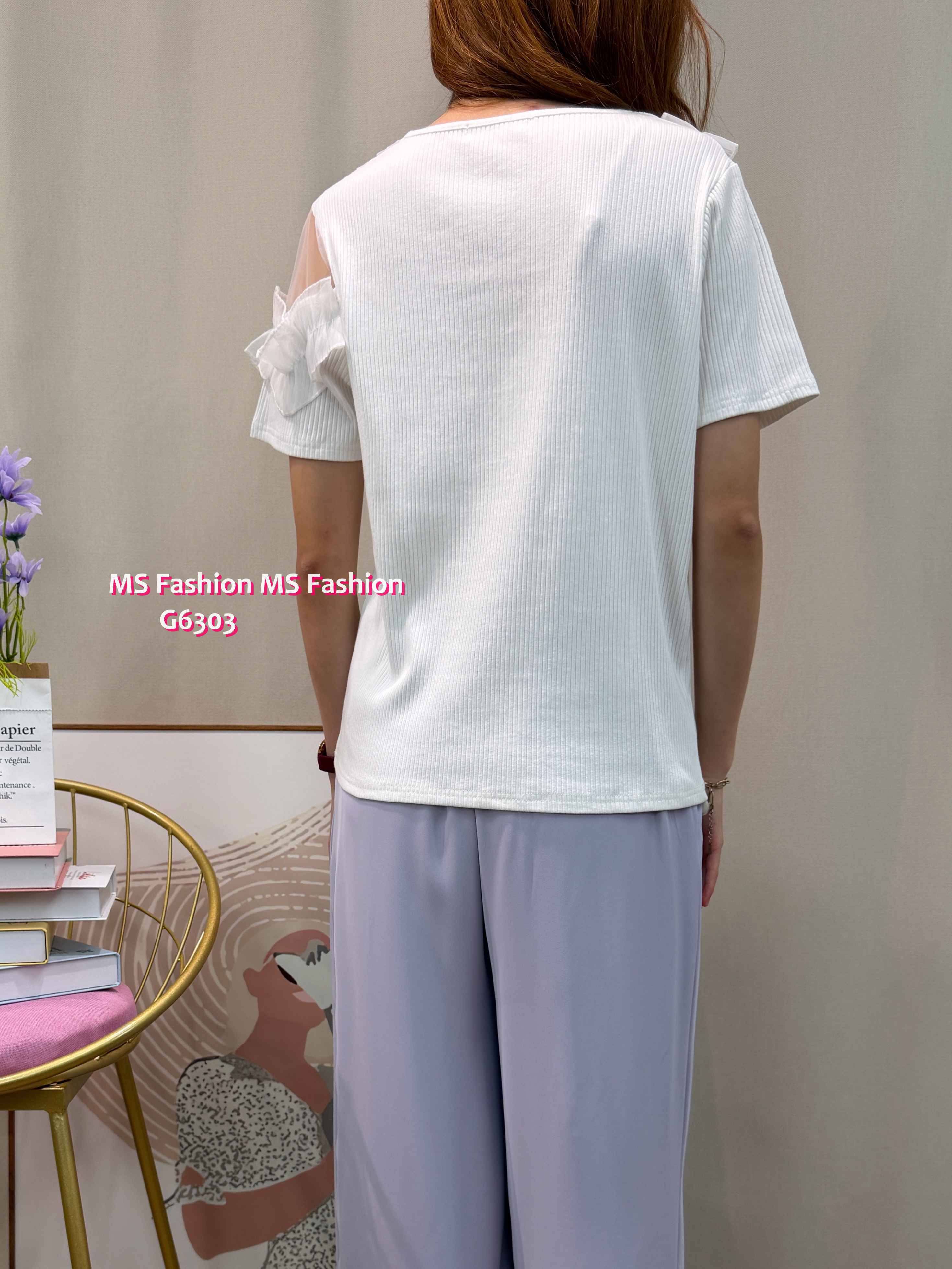 G6303 ruffle透視紗top