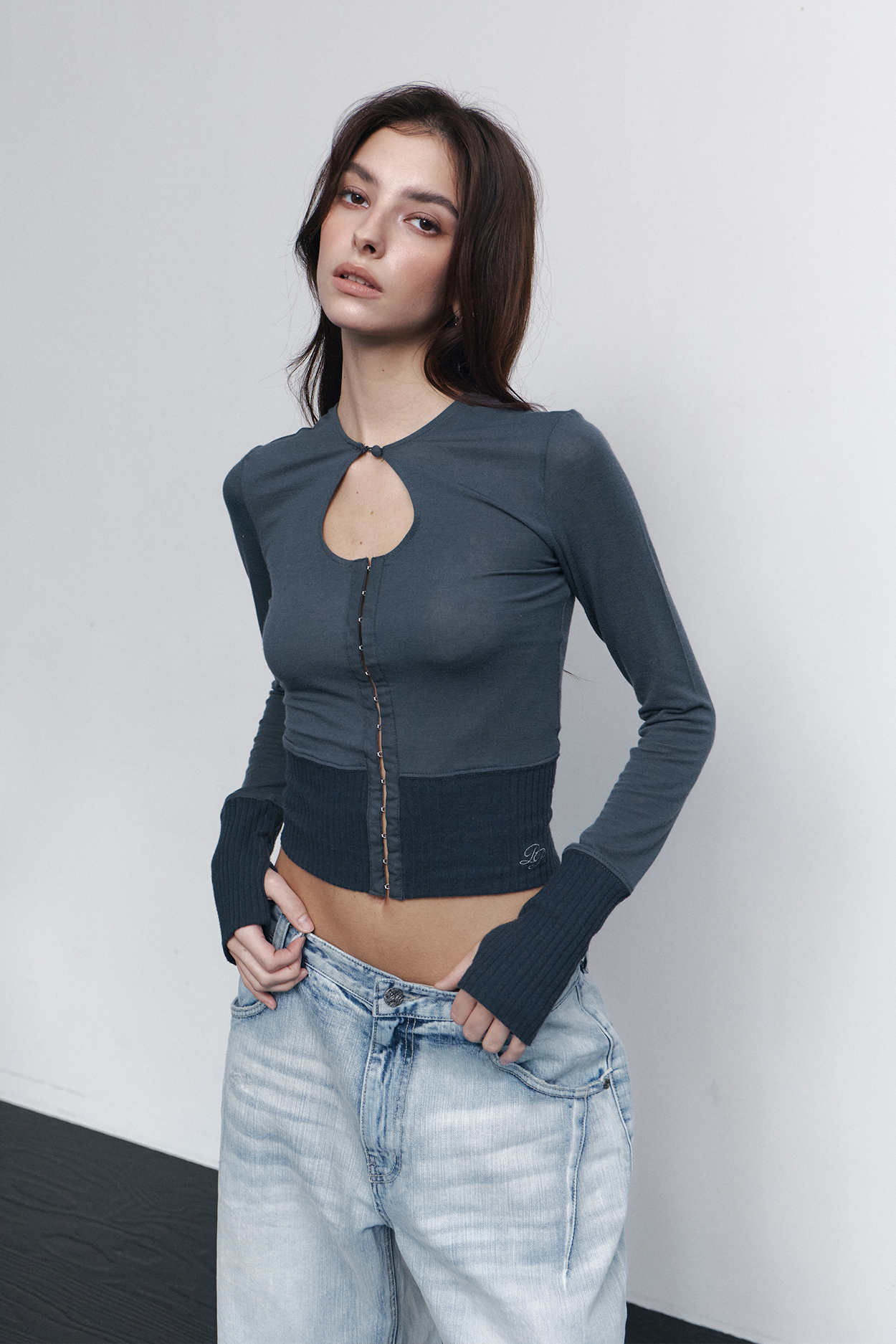 pleaseNOFOLLOW - Ollie Hooked Cardigan (Pale Charcoal)