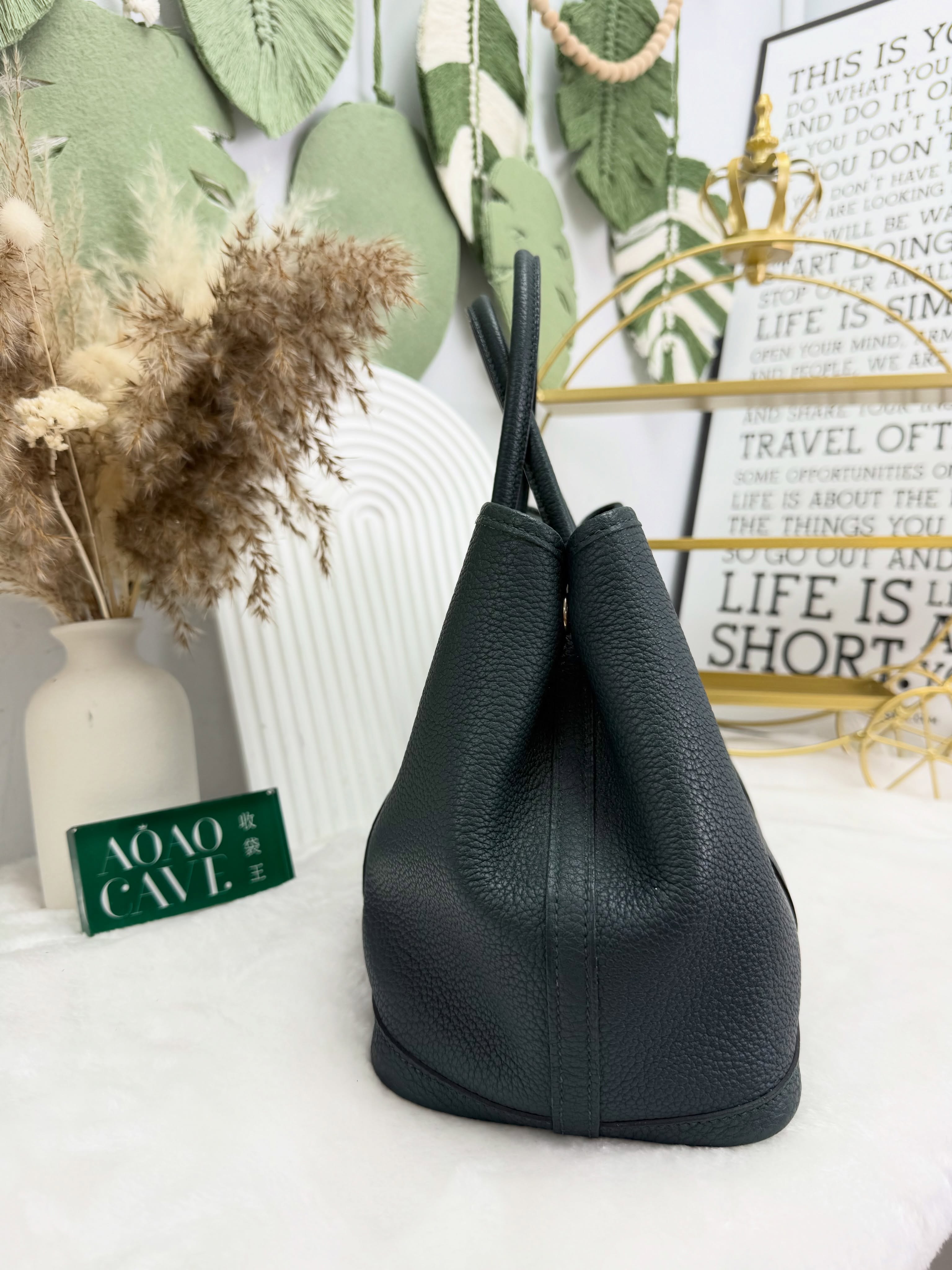 Hermes 👜 PRE OWNED 🛍️墨綠色 Garden Party 30  A stamp💚有塵袋有盒🖤