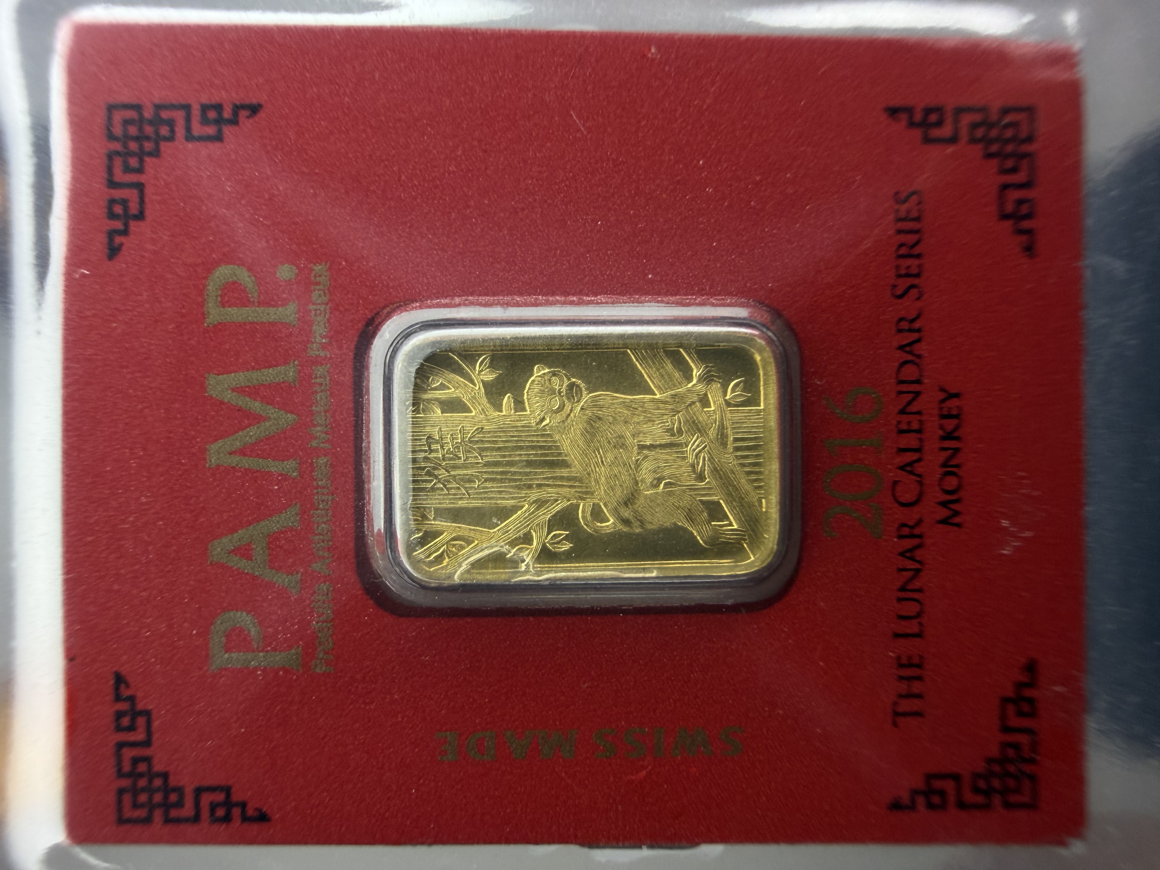 PAMP Lunar 2016 Monkey 1g🇨🇭Swiss Fine Gold Bar Emas 999.9 生肖猴