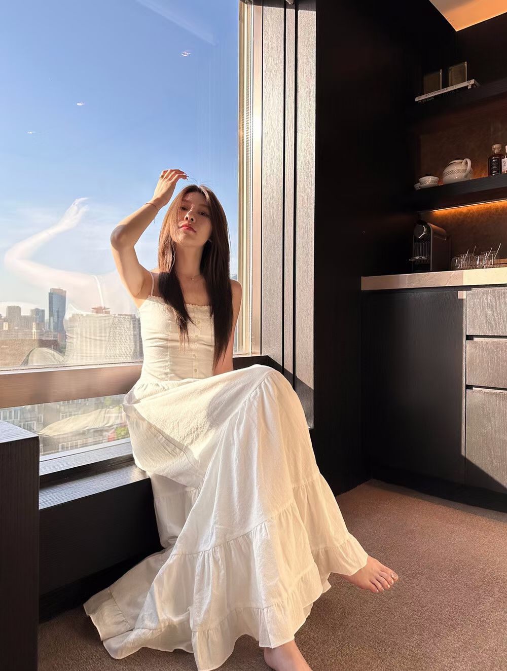 1748 Lace-Trim Tiered Dress Freesize 蕾丝边层叠白色蛋糕裙 