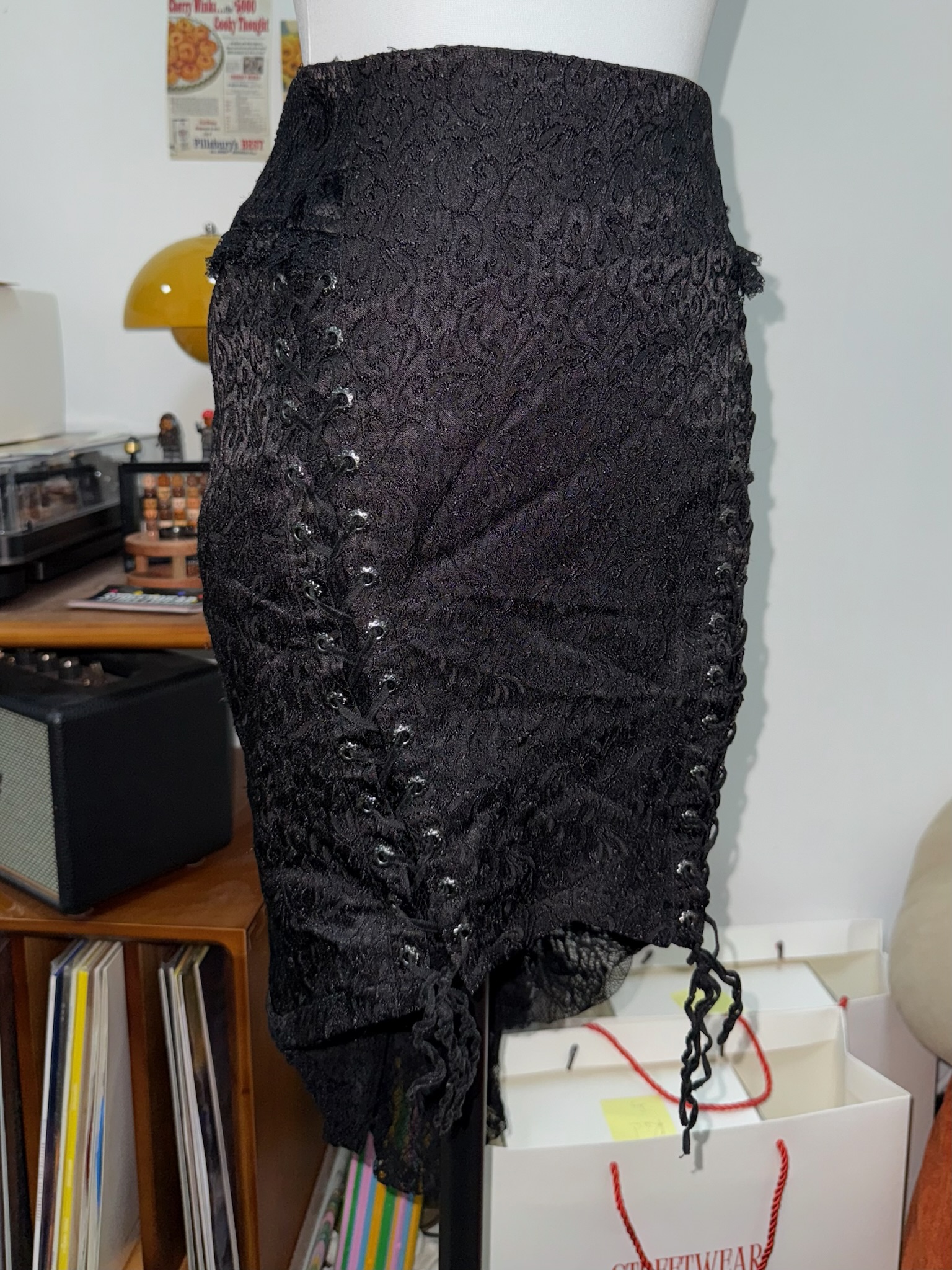 Punk Rock Lace Overlay Lace-Up Skirt/Top