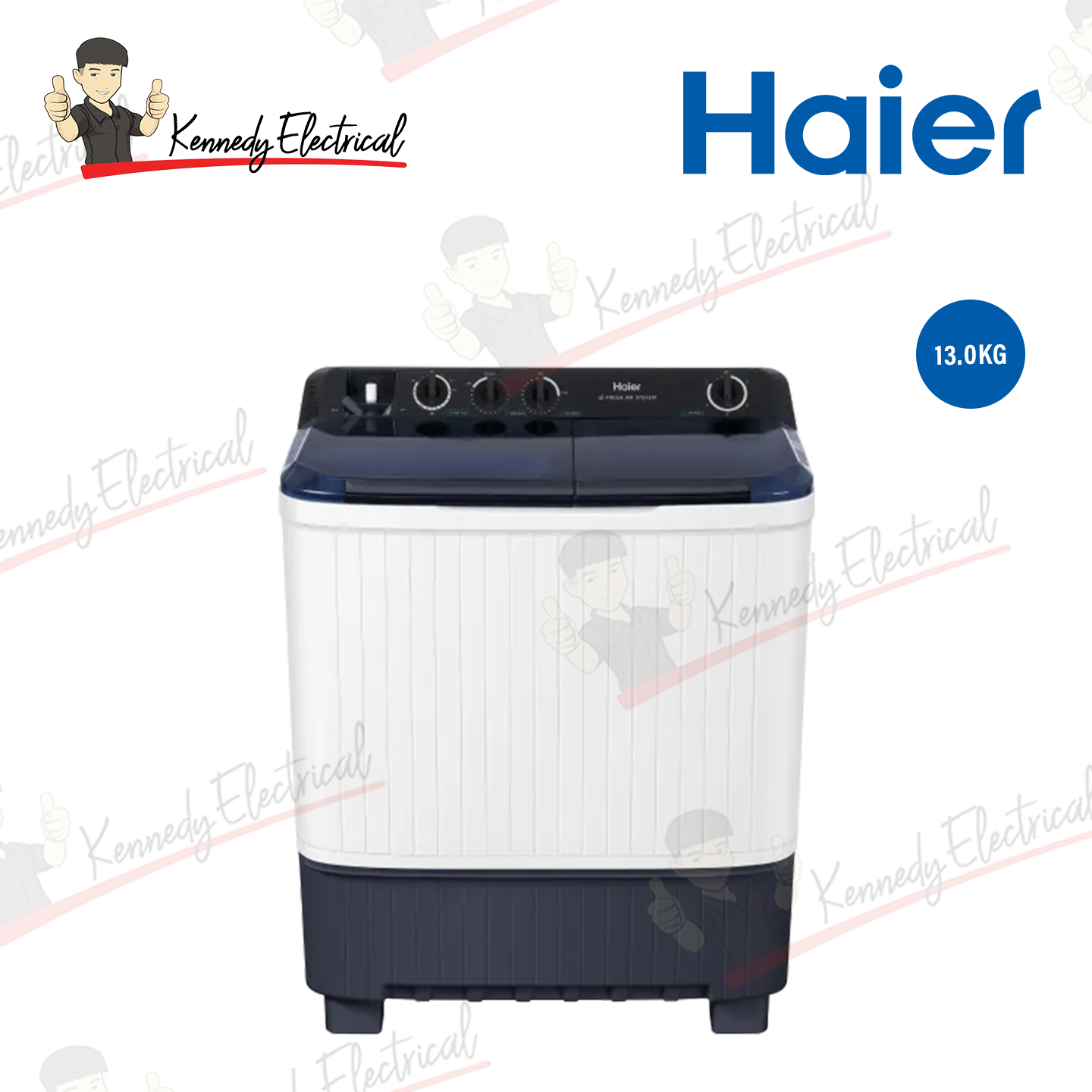 Haier 13kg Twin Tub Semi-Auto Washing Machine (HTW130-M1217)