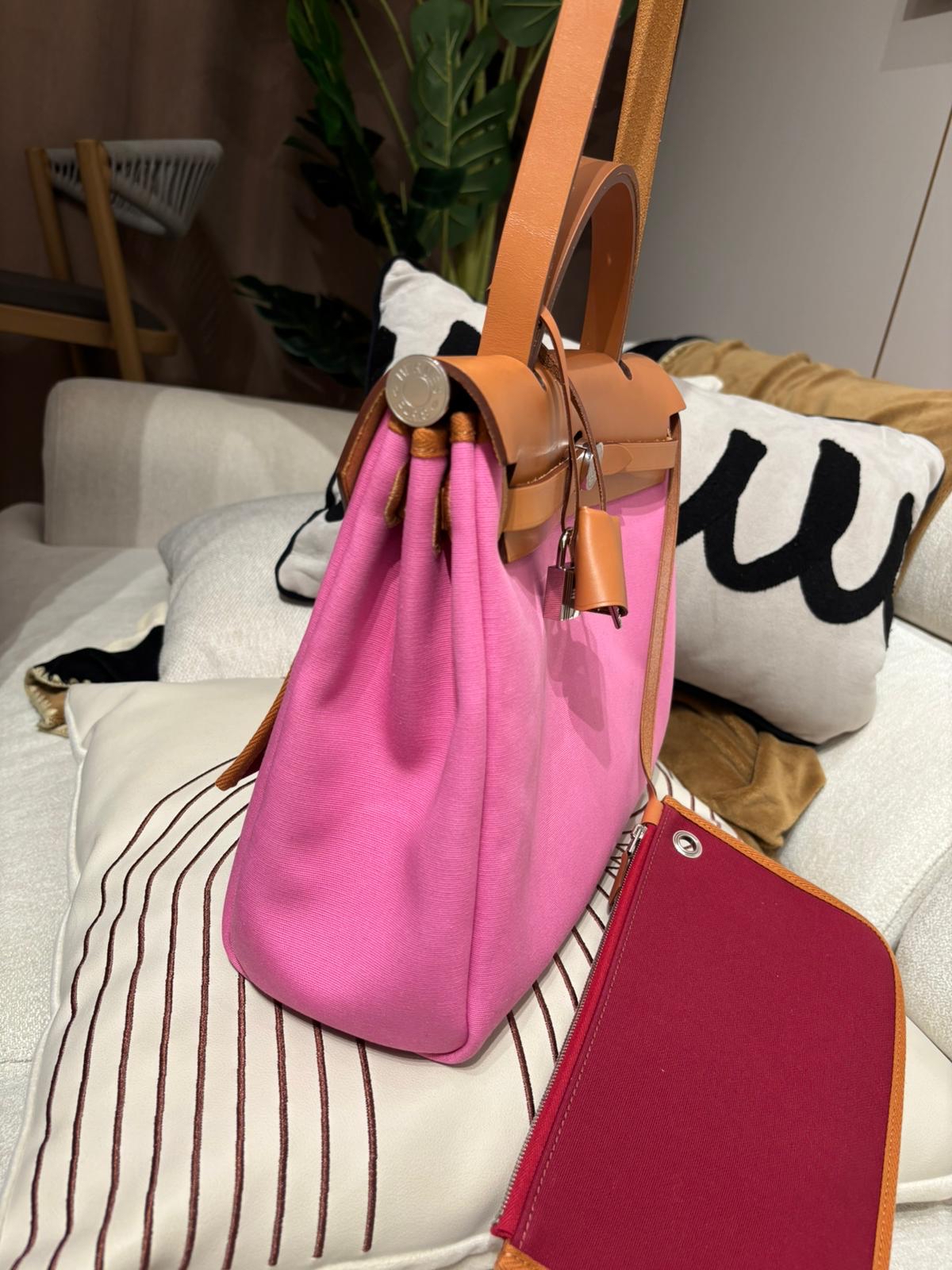 Hermes Herbag 31 Stamp Z Bubble Gum / Rubis / Nature 100%Authentic, 95%New ✅收據✅Key Lock✅Dust bag