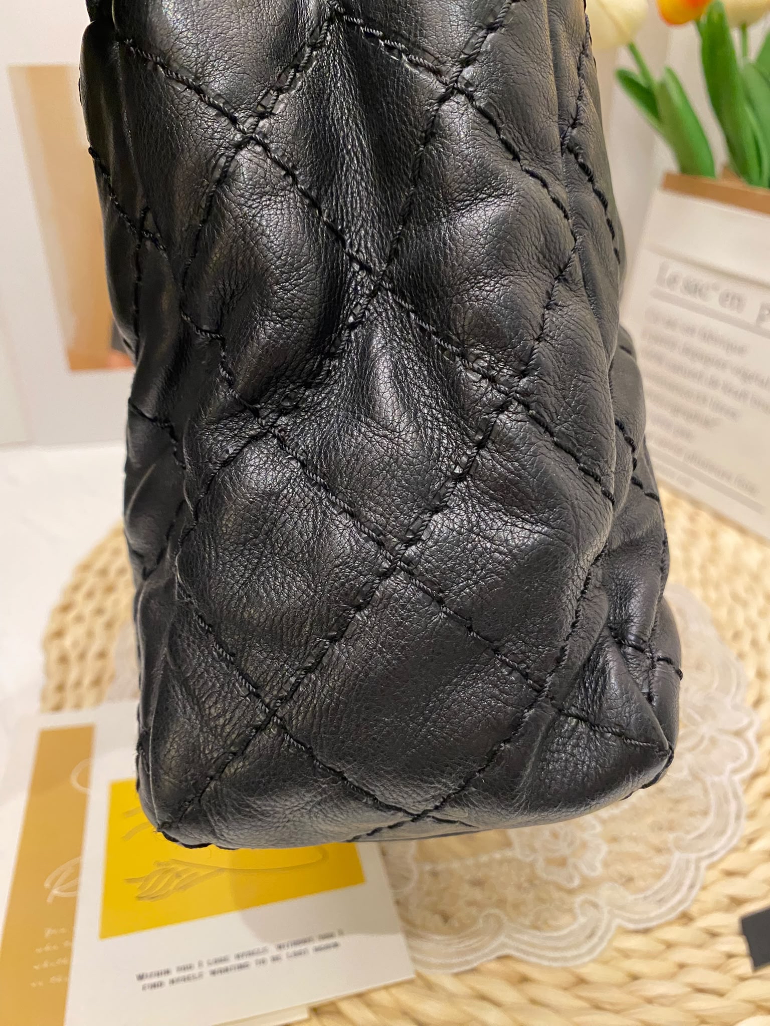 Chanel Quilted Crumpled Calfskin Tote Bag