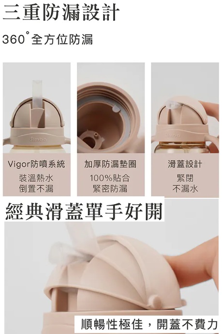 小獅王辛巴 蘊蜜寬口防漏滑蓋把手吸管組