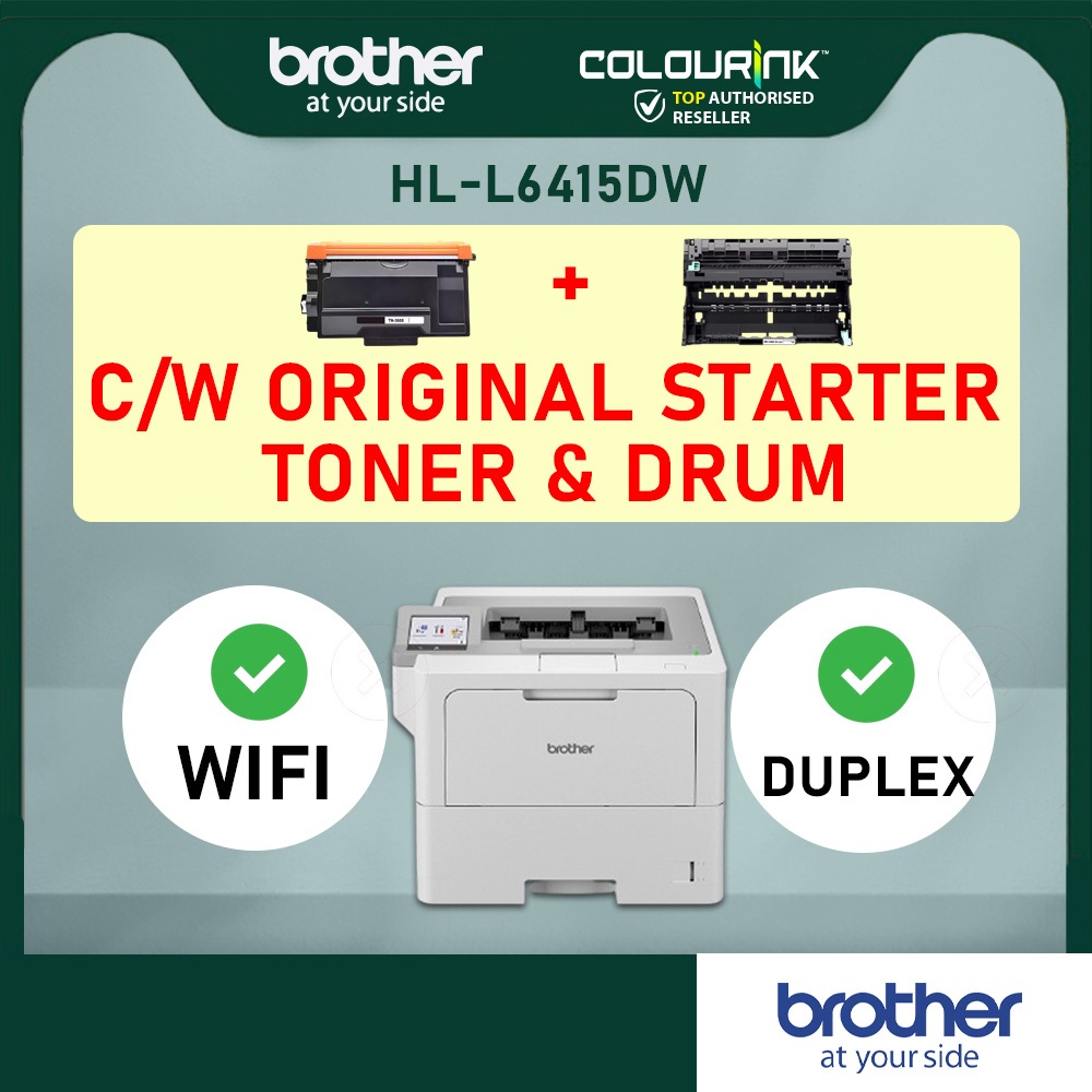Brother HL-L6415DW A4 Mono Laser Printer Print Duplex WiFi Direct Mobile Print similar HL-5100DN L2370DN