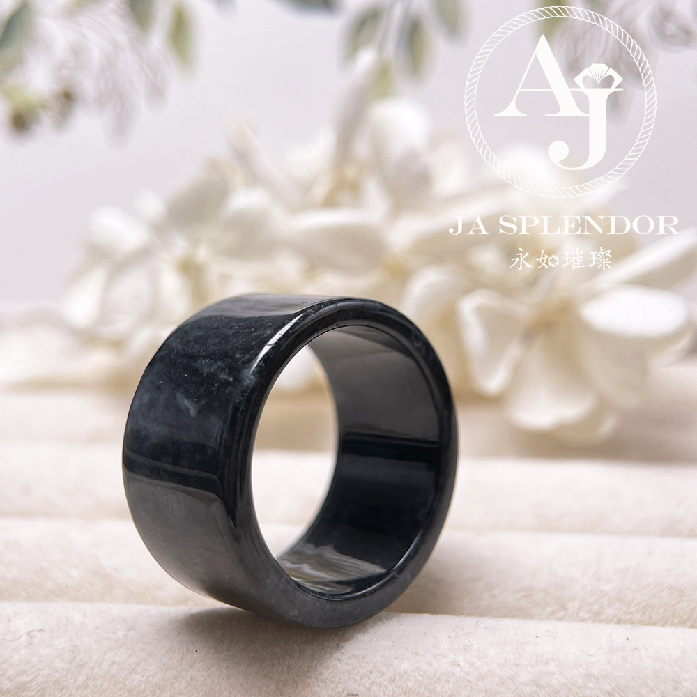 JR-200 天然翡翠A玉 烏鷄翡翠扳指
