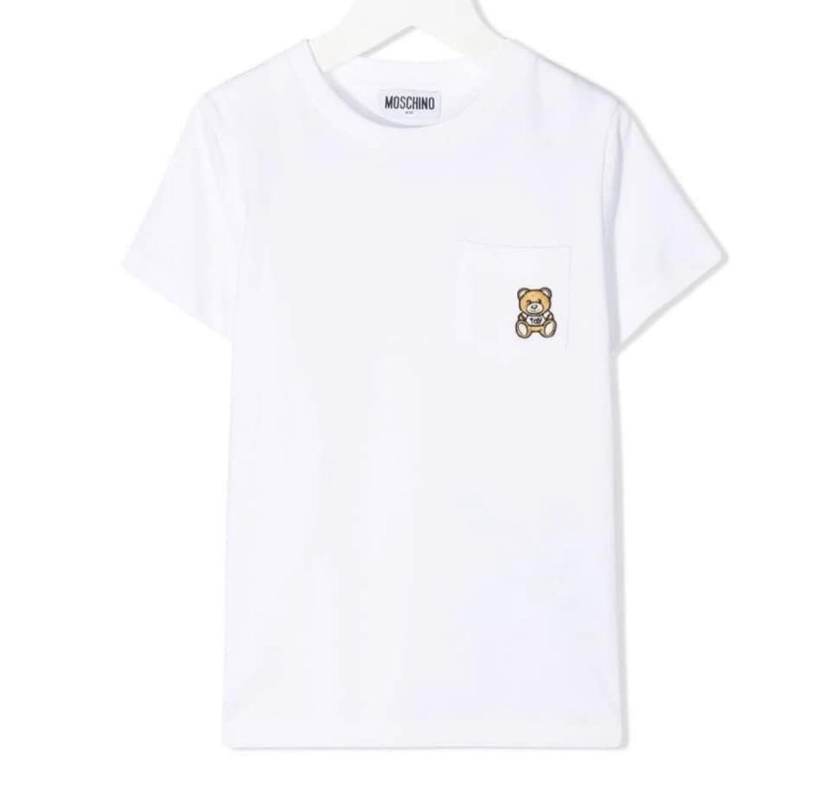 Moschino 刺繡熊仔pocket 白色Tee（童裝14碼）