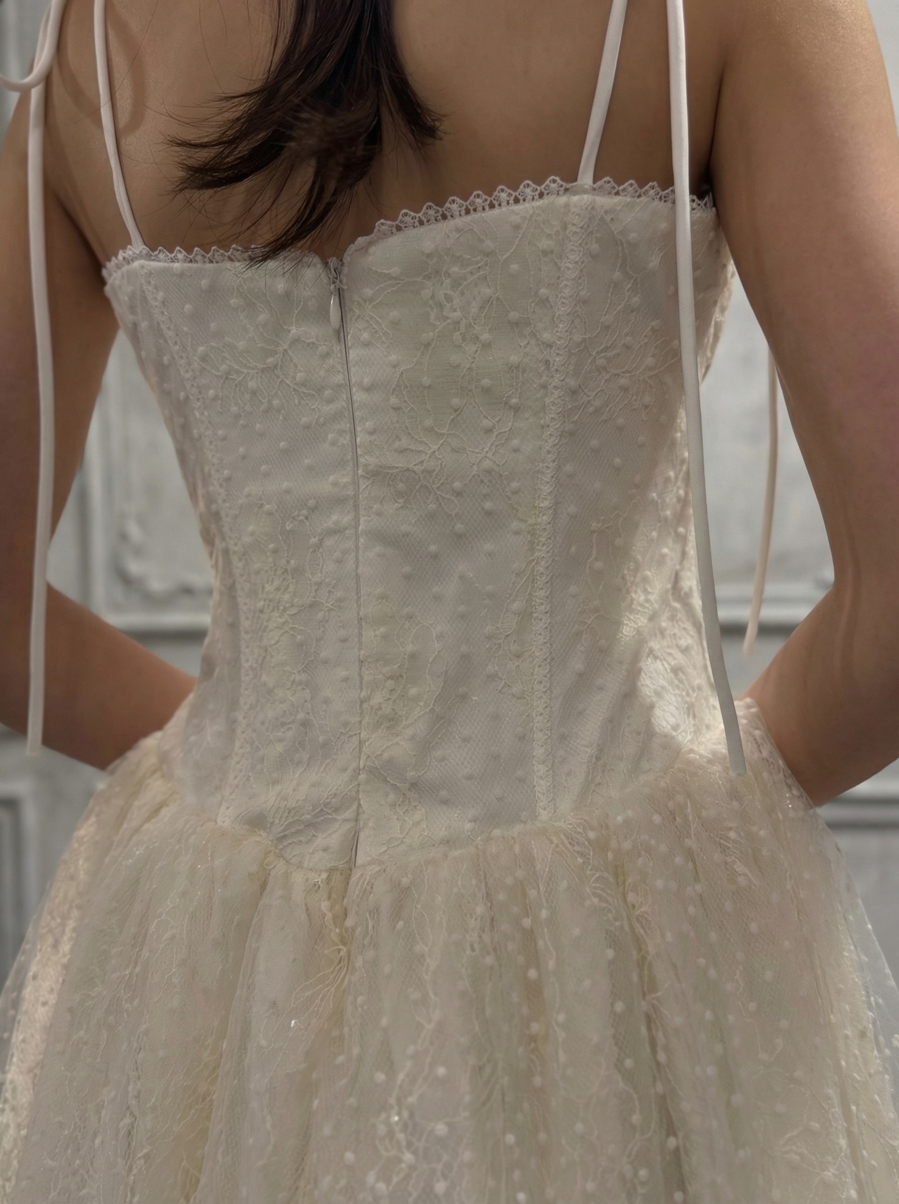 優雅復古風圓點網紗連身裙