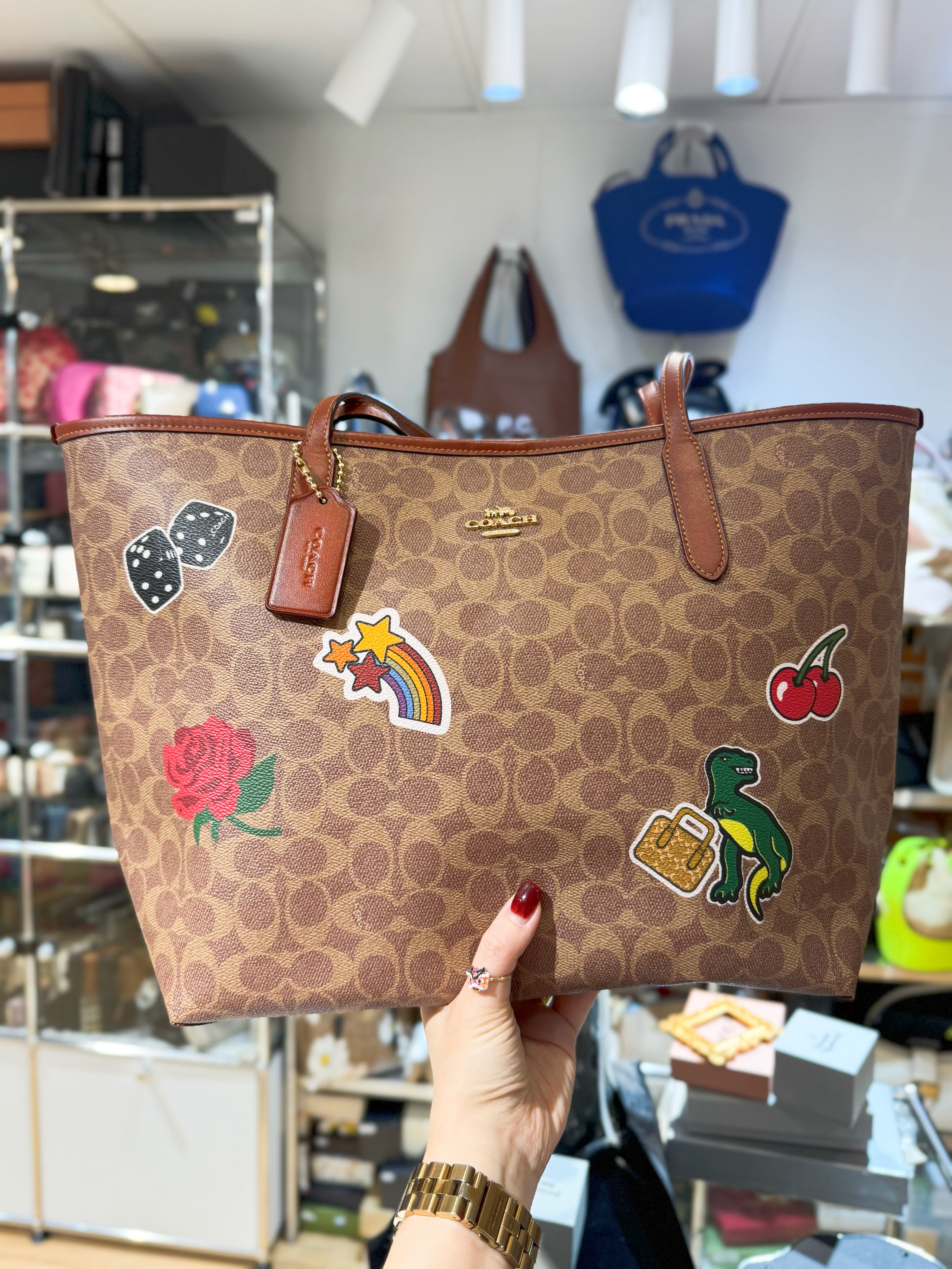 Coach City tote dinosaur