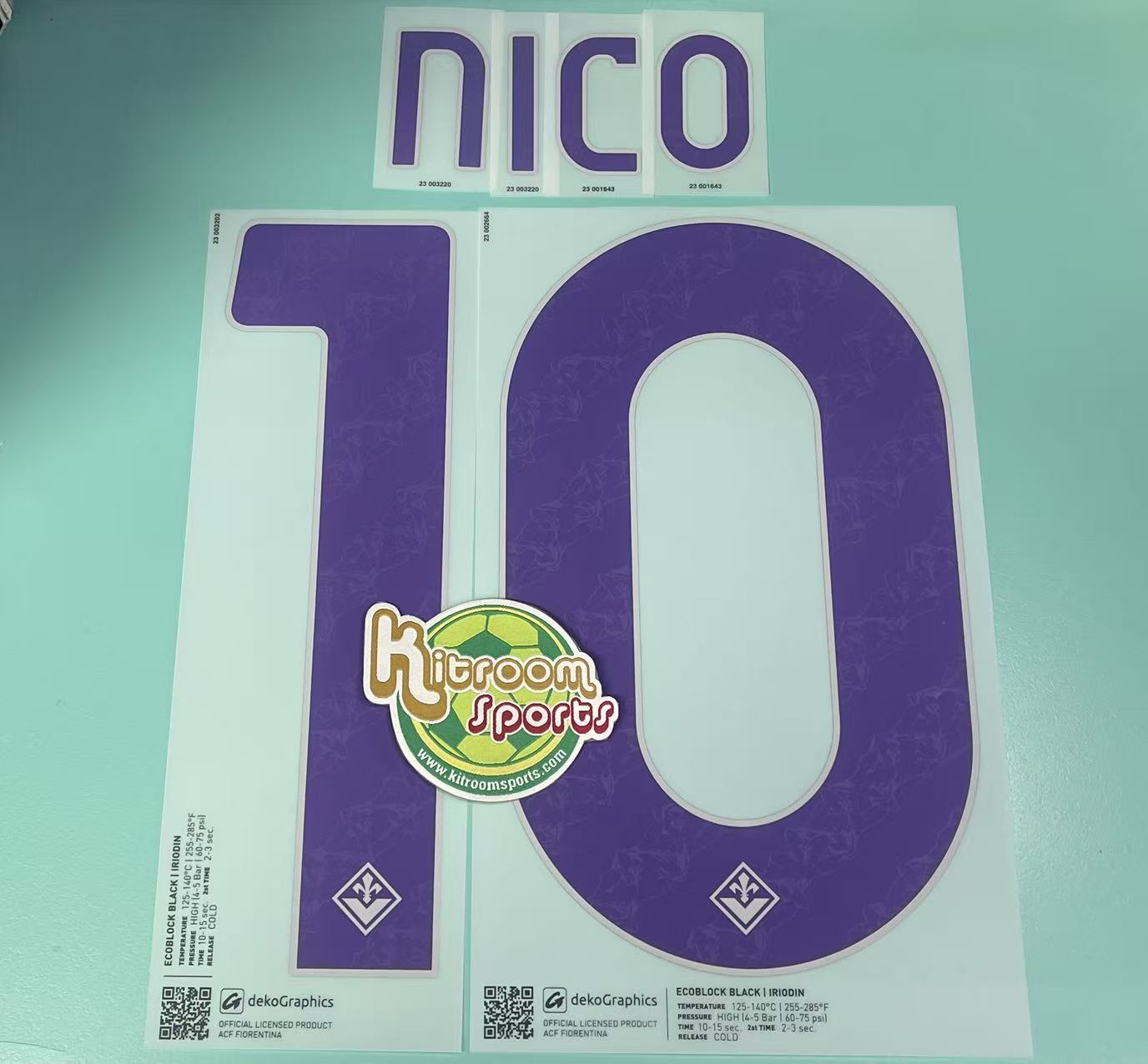 2023-24 Fiorentina Away Nameset #10 NICO
