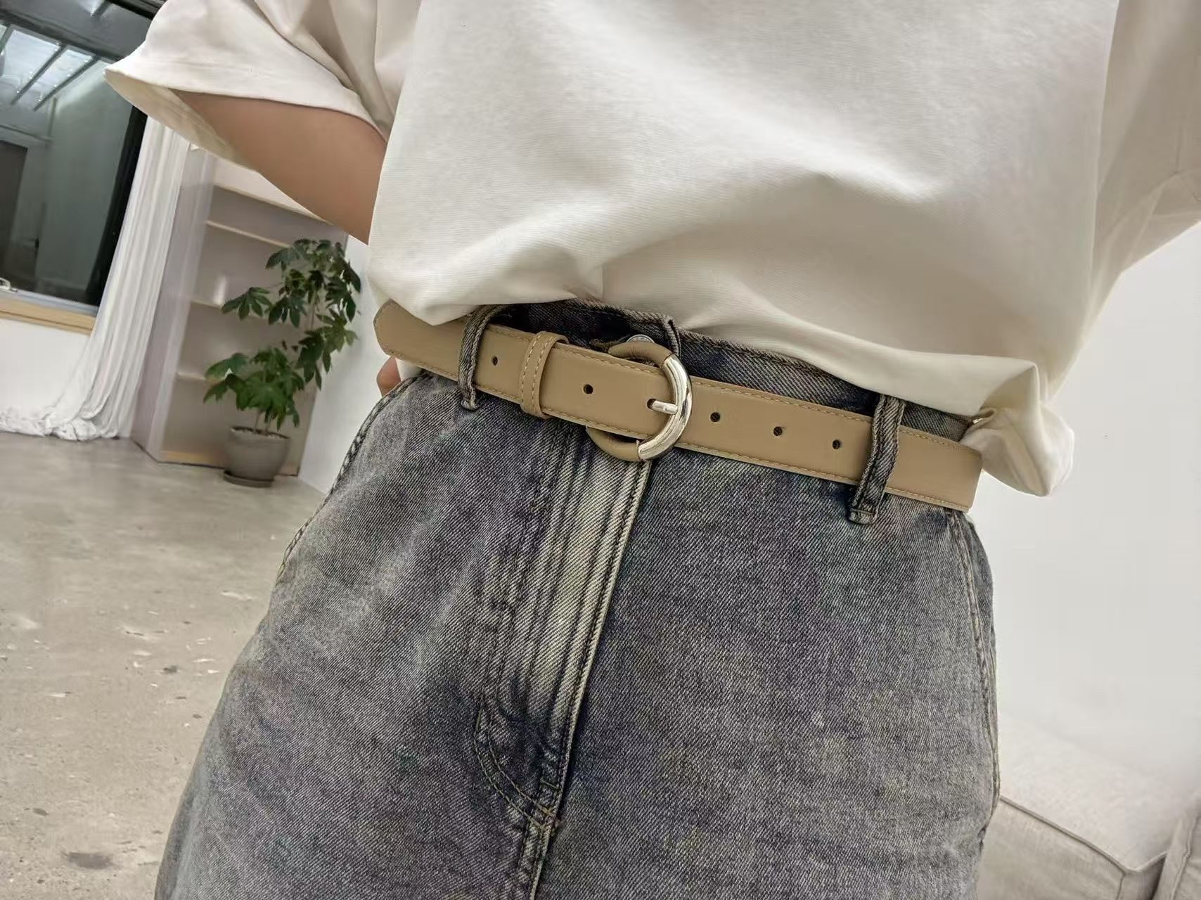 Half metal leather belt 