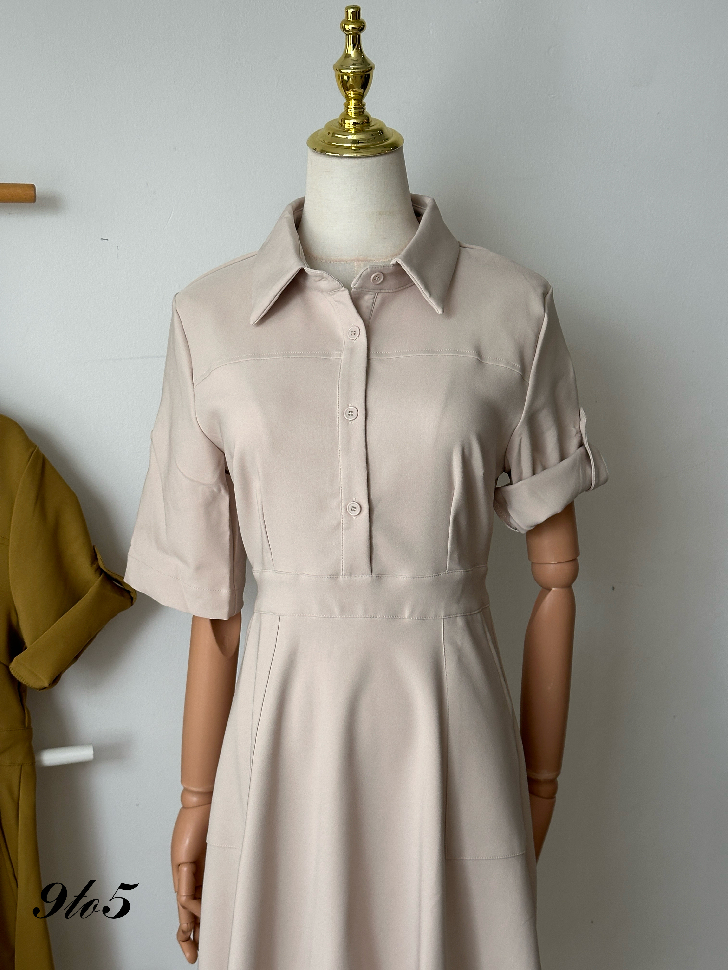 D2333 Short Sleeve Dress with Collar - 3 Colors