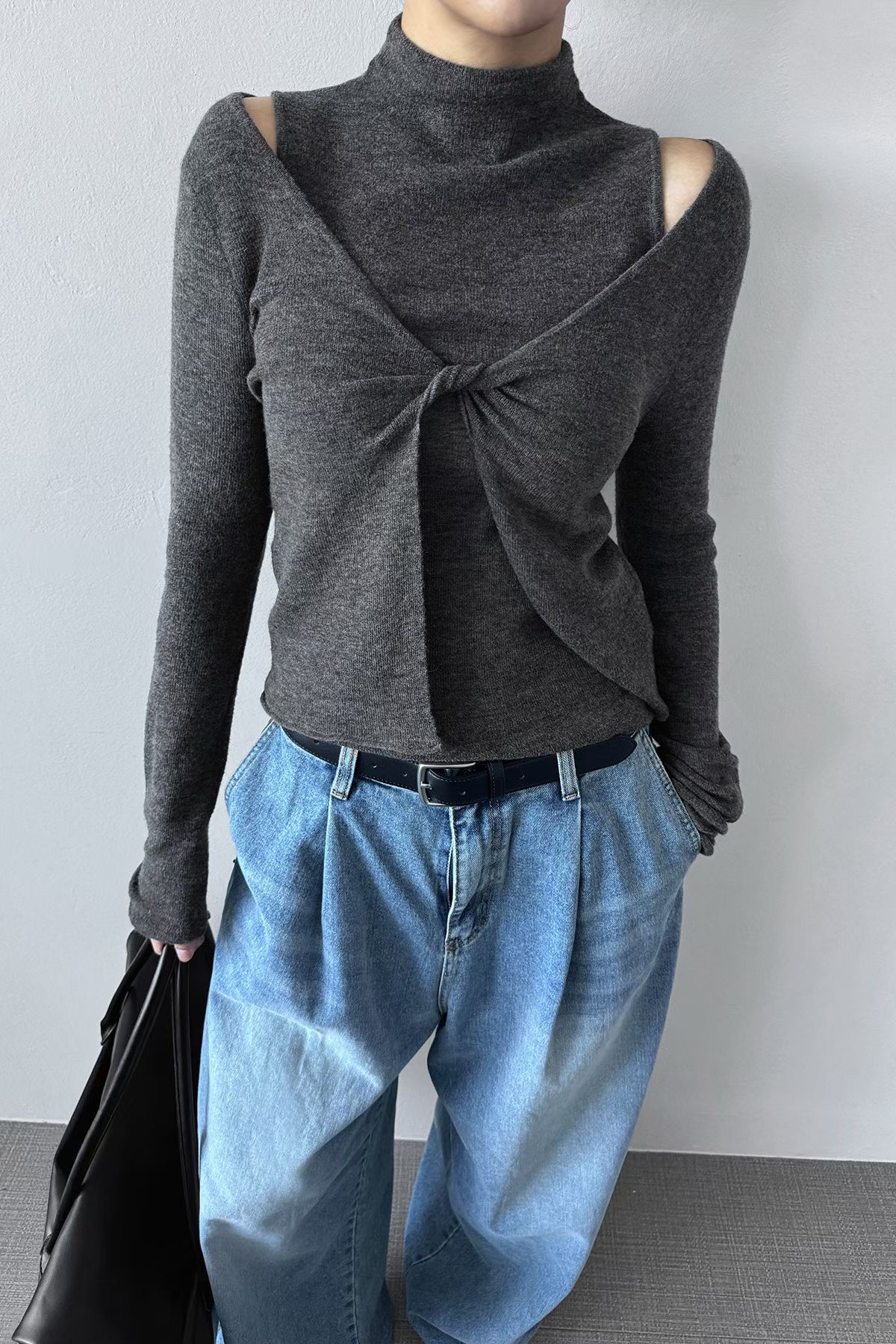 Front knot knit set up