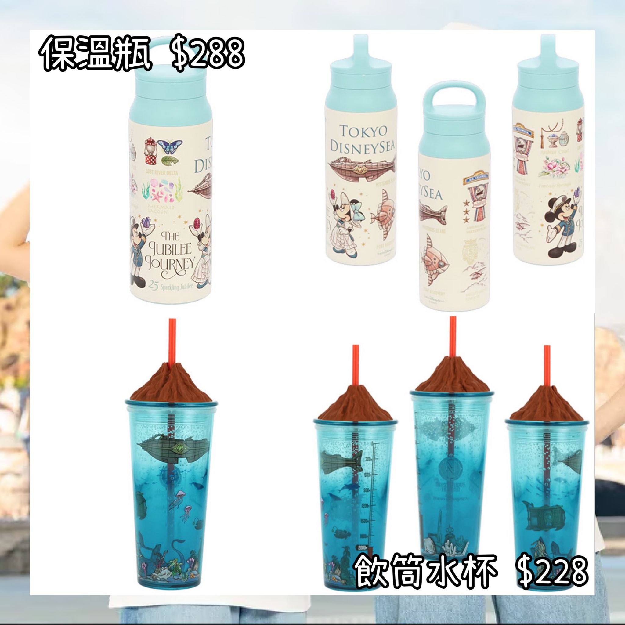 ：日本：DISNEYLAND園區產品 TOYKO DISNEYSEA 25TH THE JUBILEE JOURNEY 25/5 日本發賣 保溫瓶 飲筒水杯