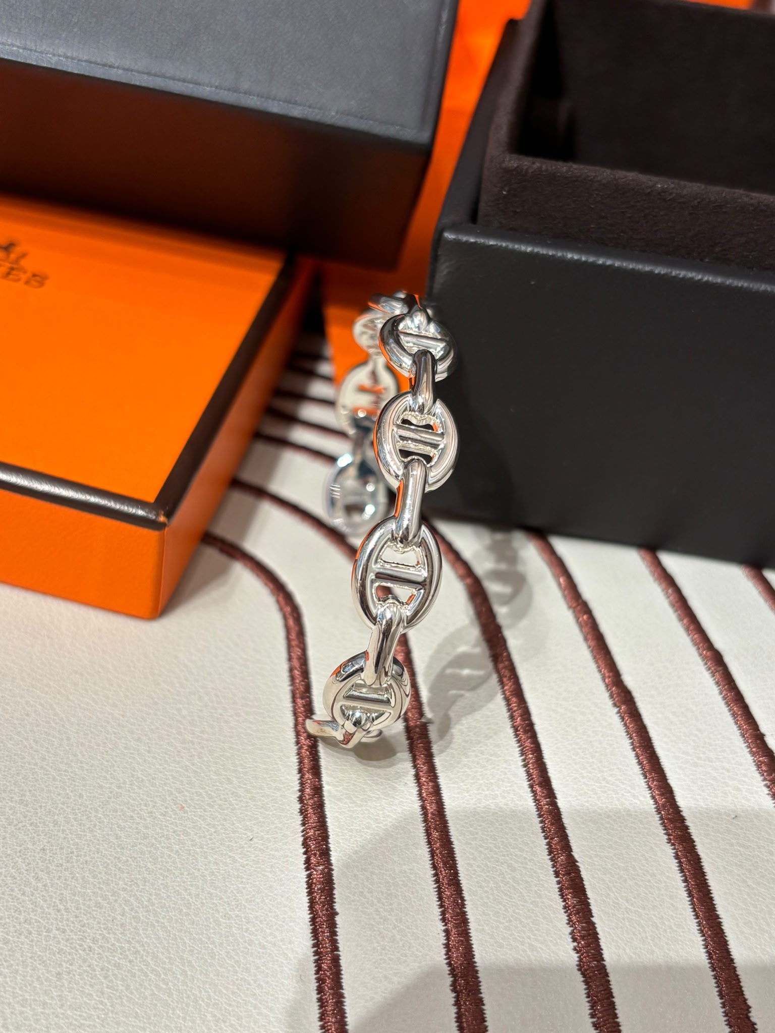 全新 HERMES 925 CHAINE D ANCRE Enchainee bracelet 純銀 豬鼻手鐲 ST16.4cm 100%Authentic,100%new 全新貨品✅收據✅Box
