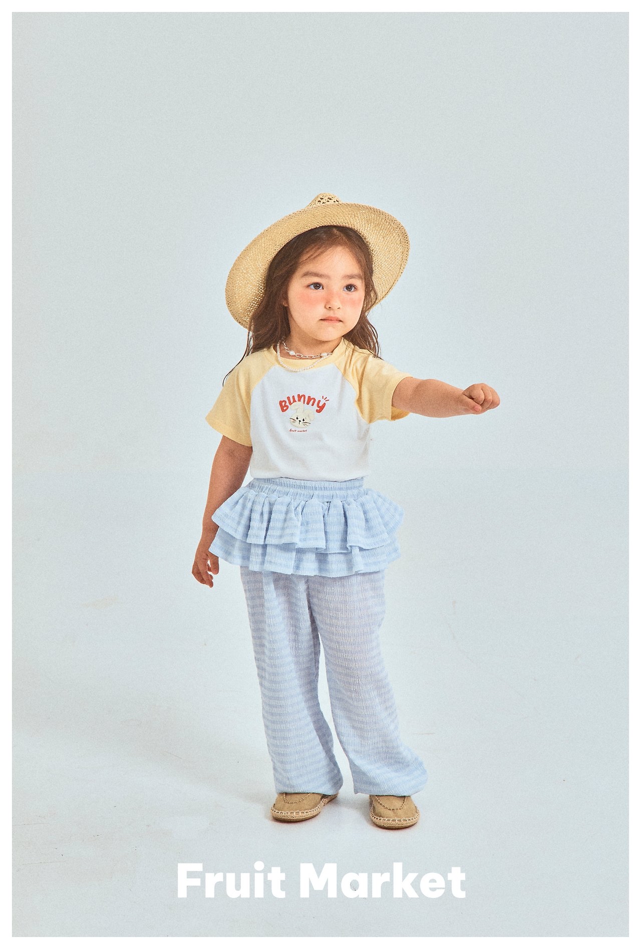 Fruit | Frill stripe pants (Blue L110-120)