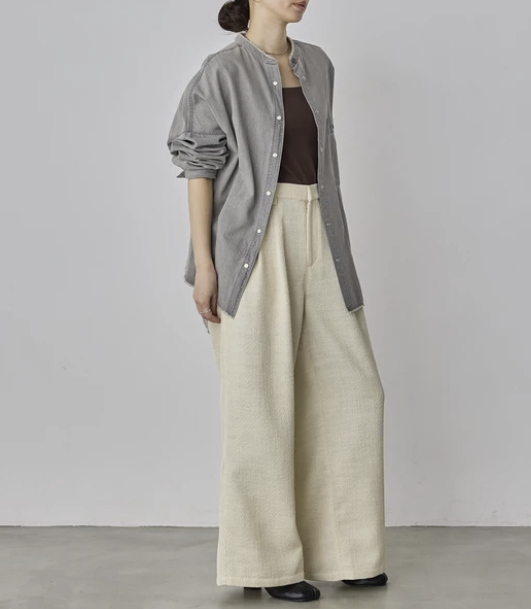 丹寧風人字紋褶褲 - 2026 流行穿搭  女士長褲 春夏時尚穿搭 柔軟舒適 成人休閒 日常穿搭 易於配搭 日本直送   #JP-I-260032