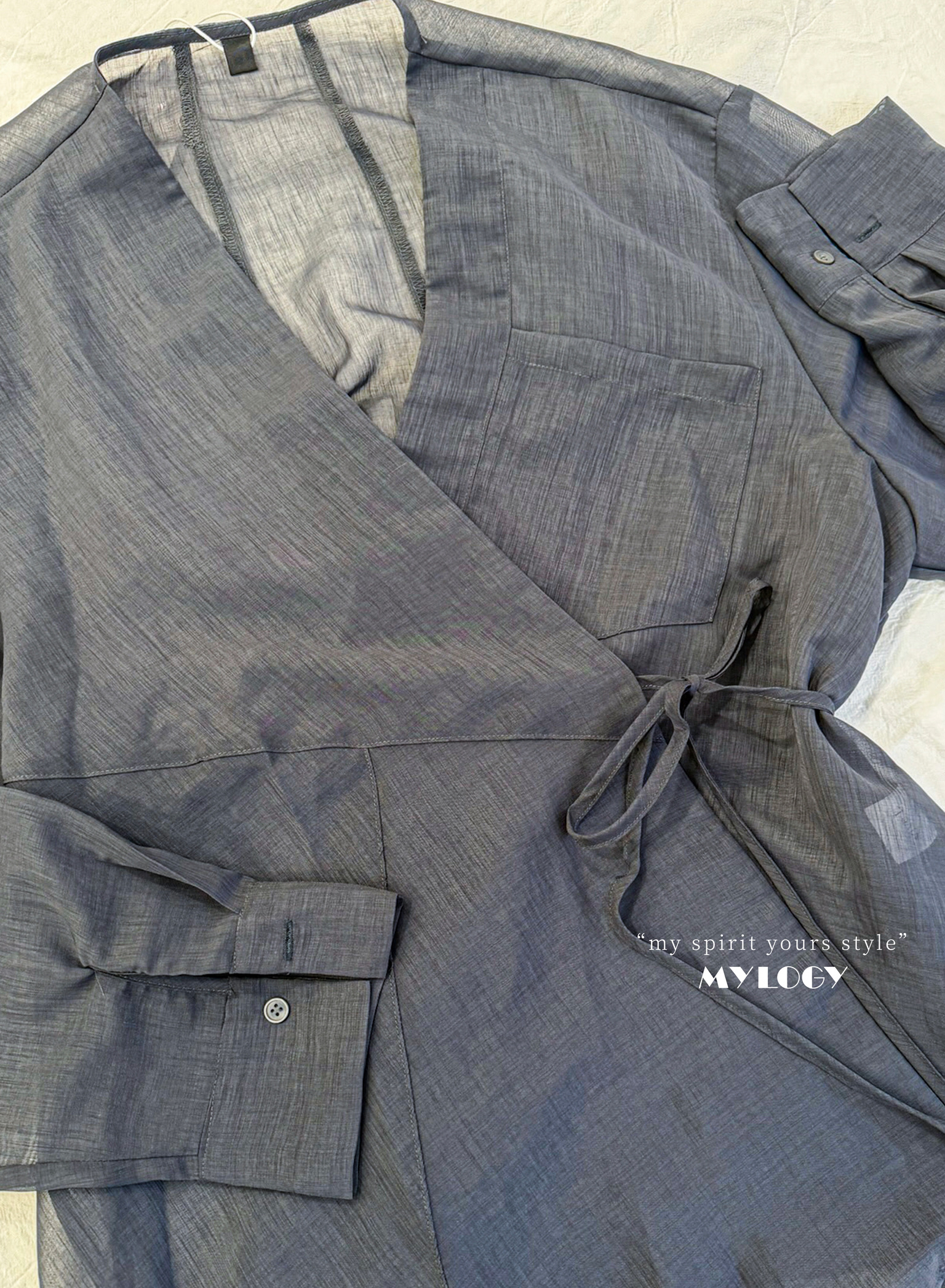 傭懶大人感～小正式透膚甚平(じんべい)風襯衫/外套 VL0001 - 深藍色 Navy
