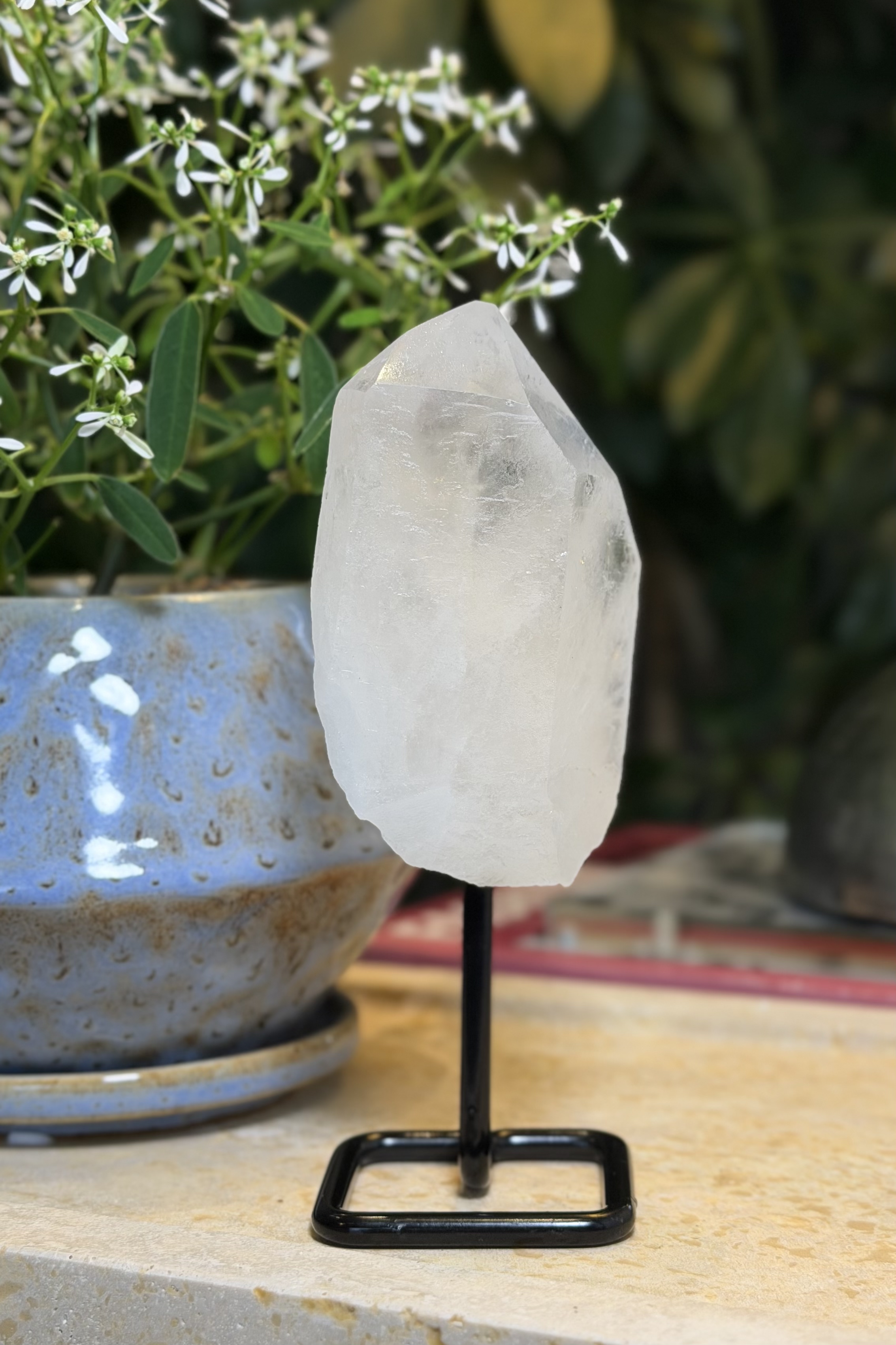  ༒14.2cm白水晶塔尖 連托架擺設༒ CQ.7093H89G2st-RA30*A51