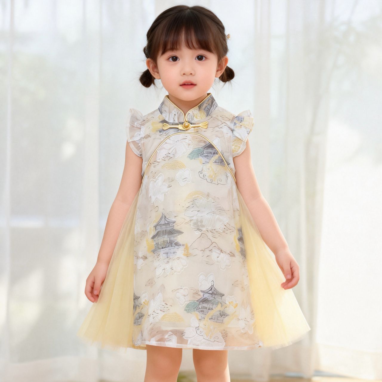 481868 | Elegant Girl's Traditional Chinese Style Cheongsam Dress
