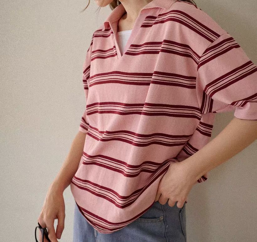 G6204 韓國🇰🇷反領V領橫間top