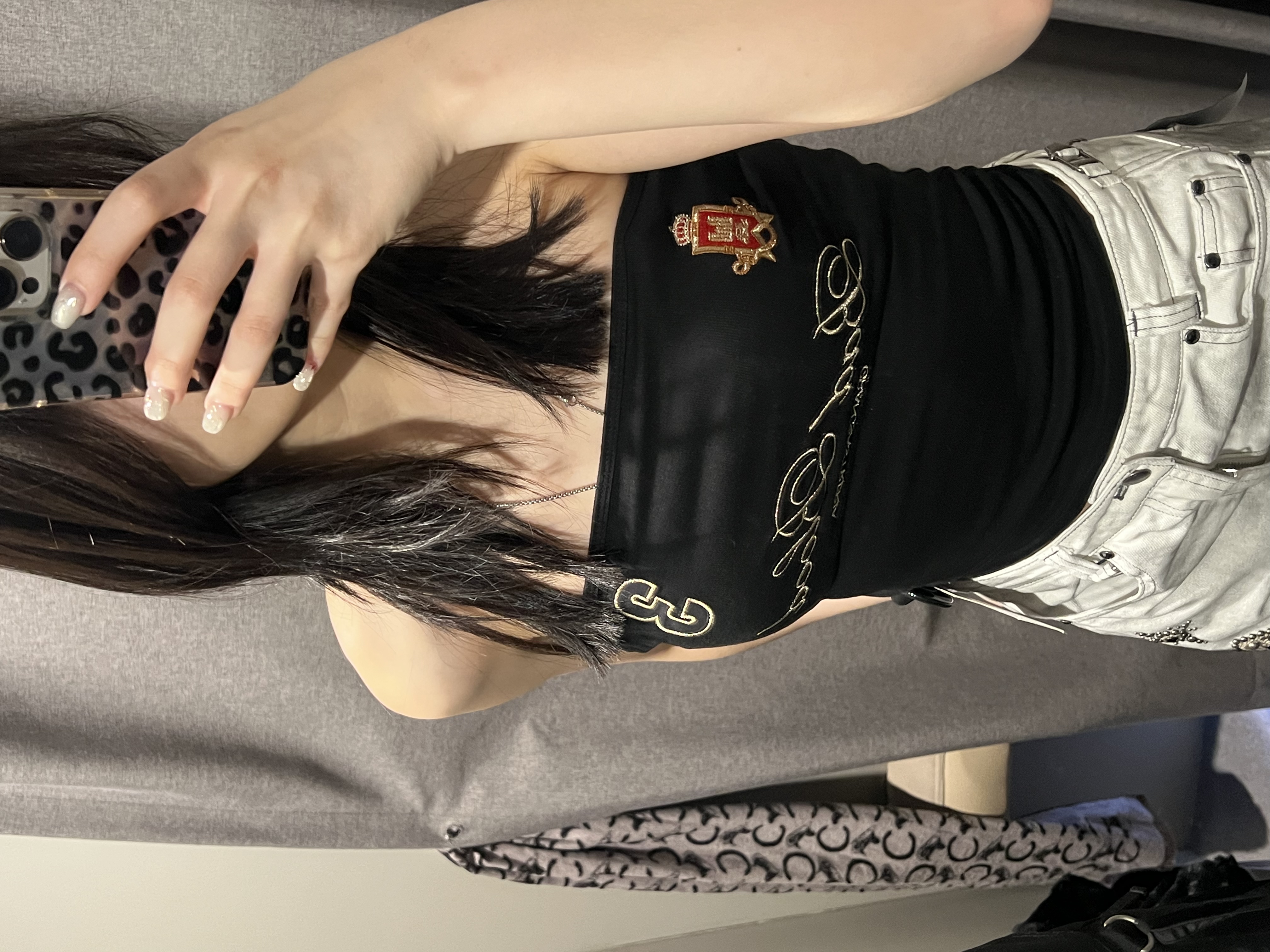 Viper Gemstone Curved Pants - Dusty White