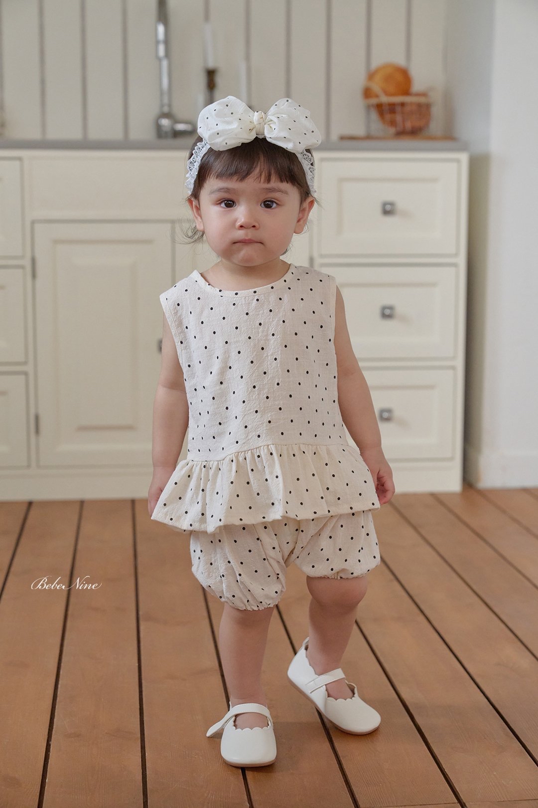 ☀️預訂 韓國直送☀️🇰🇷Bebenine兩色波點荷葉邊下擺背心燈籠褲套裝