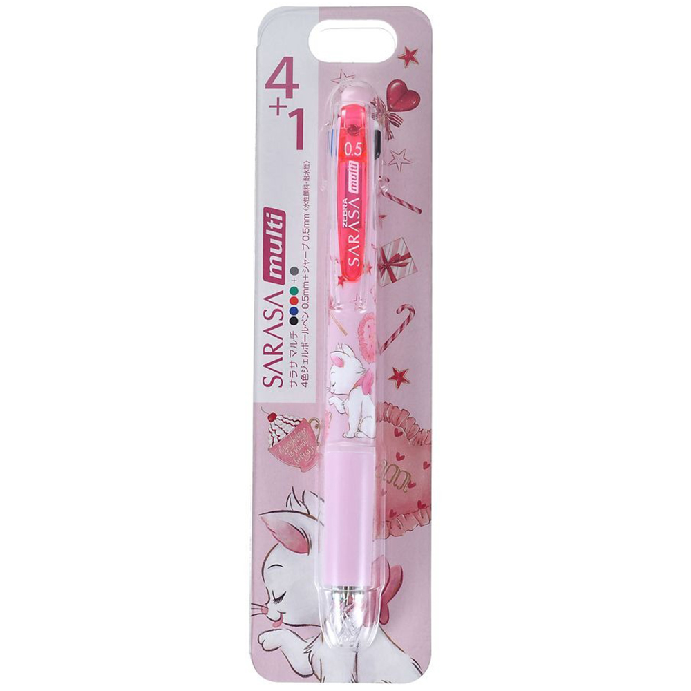 現貨｜【日本 Disney Store 限定】Marie 瑪麗貓 富貴貓 日本製 Zebra SARASA multi 4+1 多功能5用筆 4色啫喱筆+鉛芯筆 214064
