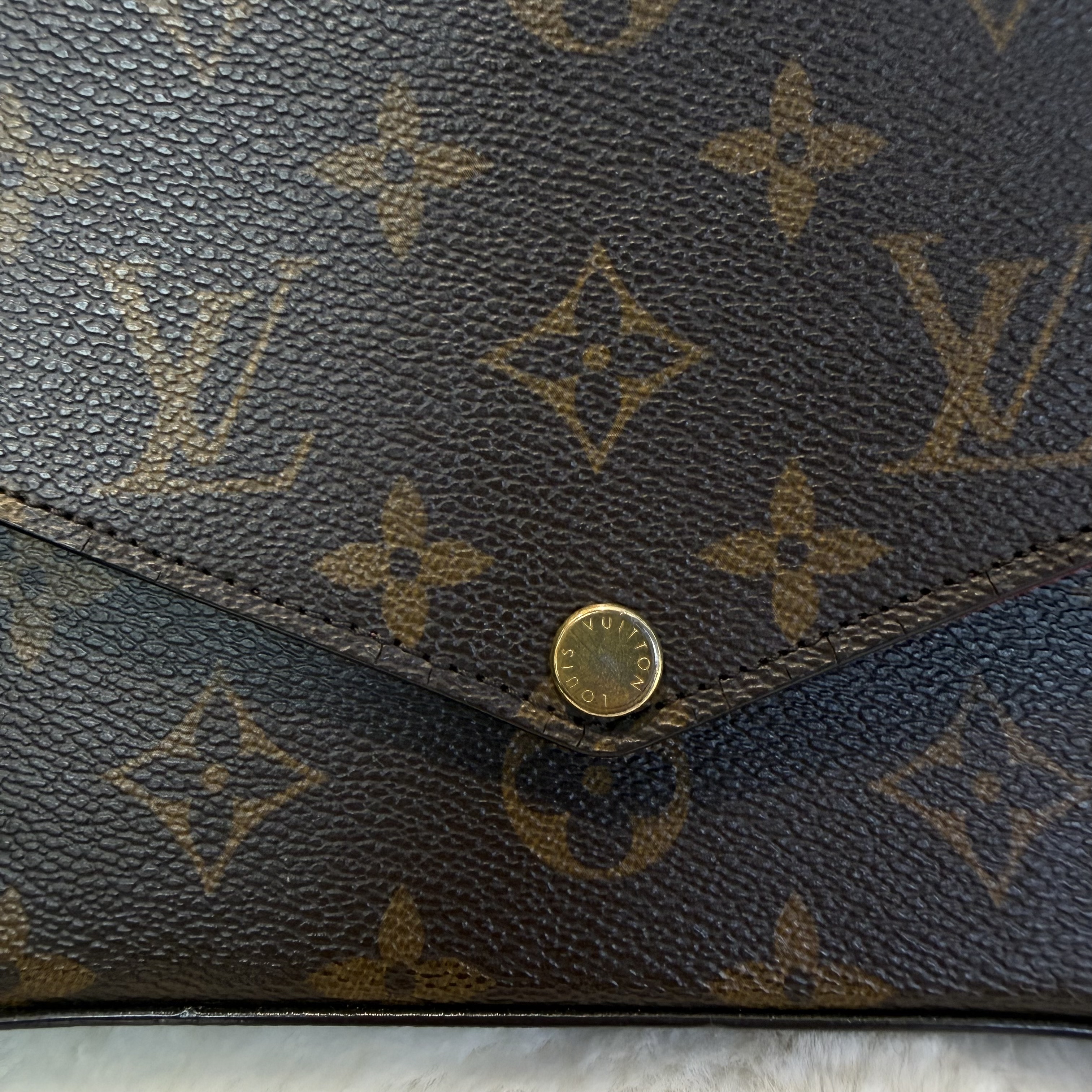 LV/路易威登 Felicie Pochette 經典老花 塗層帆布拼牛皮 三合一袋