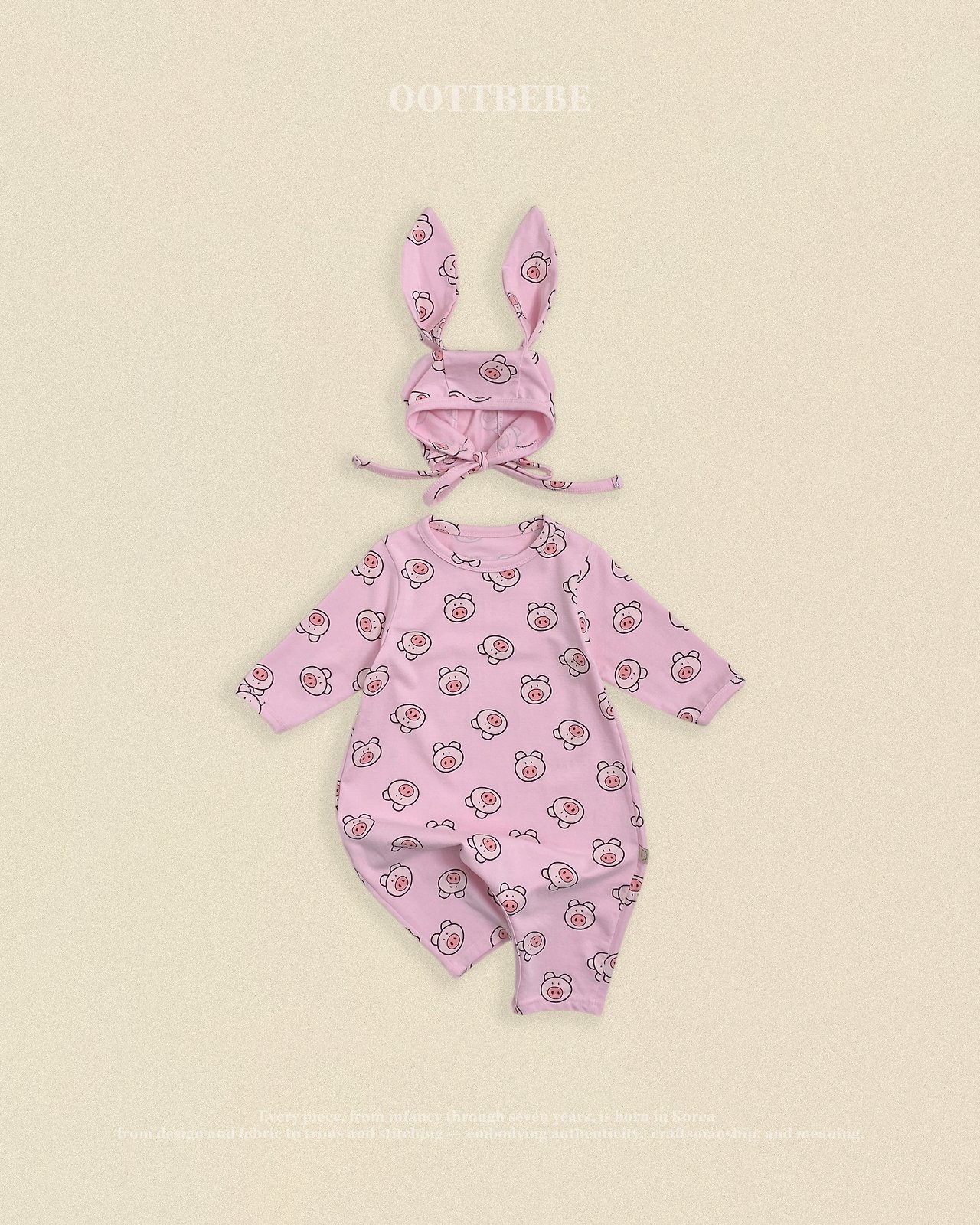 OOTT | (bebe)Little Farm Full-Body Suit & Bonnet Set