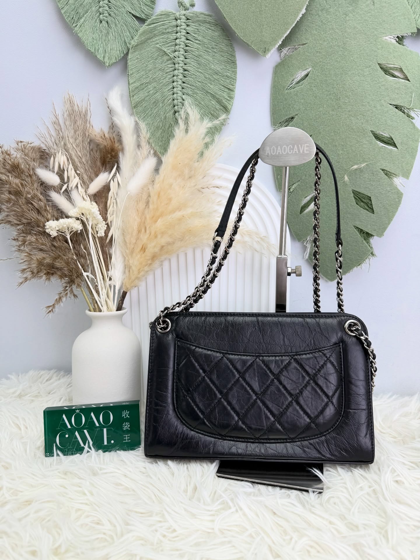 CHANEL 🤍PRE OWNED 🖤黑銀 斜孭腋下兩用 油臘皮🖤全套 