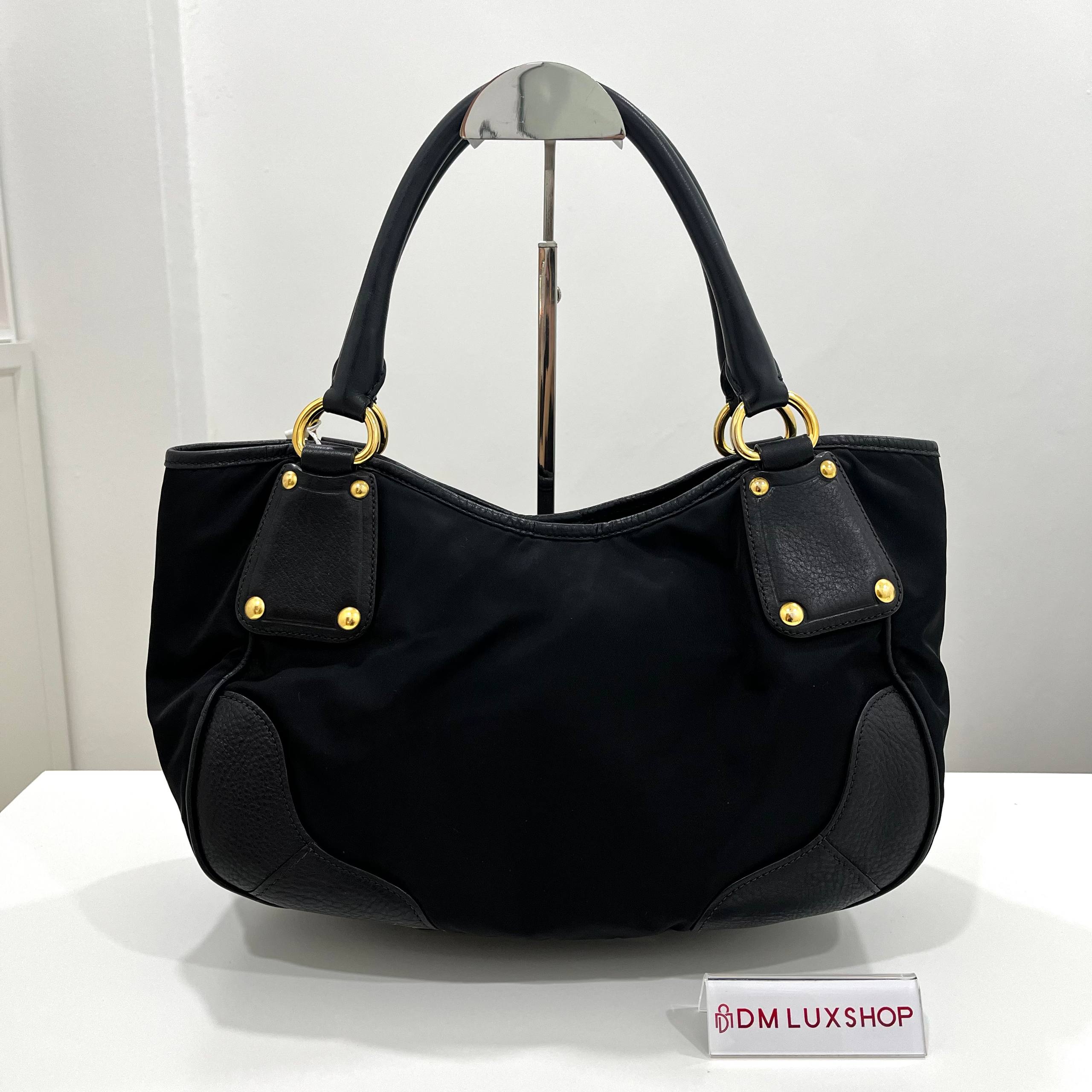 Prada Black Nylon Tote GHW