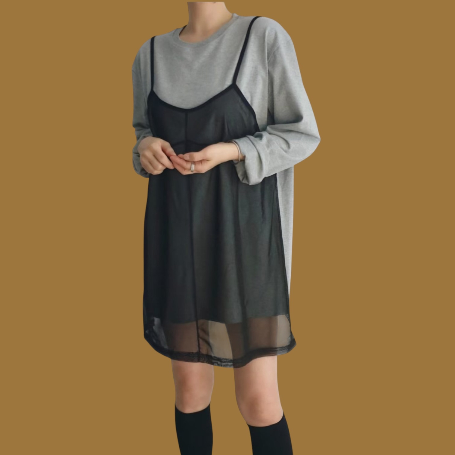 221517 雪紡吊帶tee