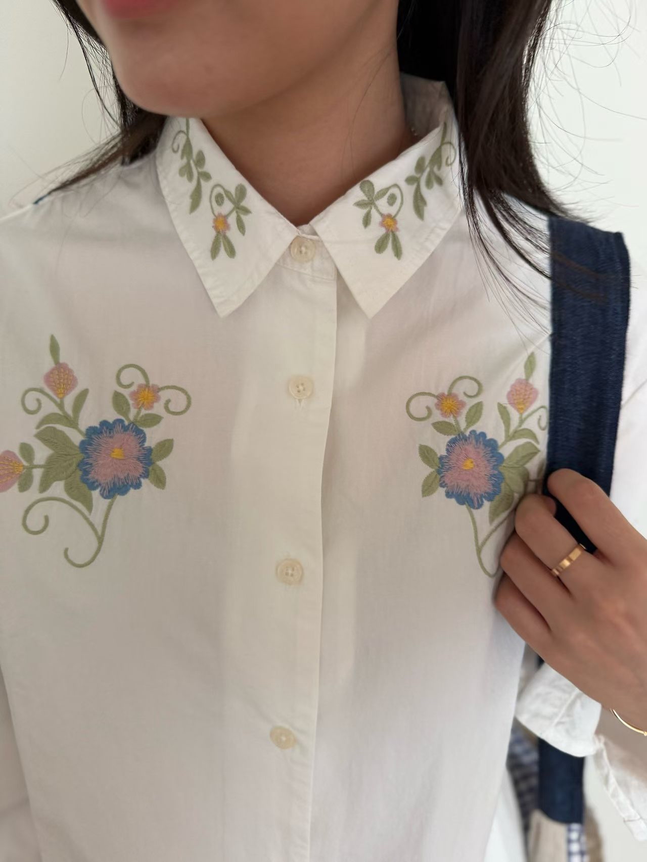 高質刺繡花Pocket Top