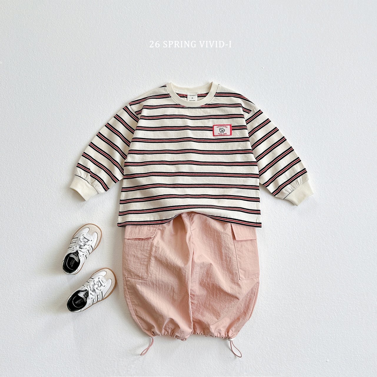 🌸預訂 韓國直送🌸🇰🇷VIVIDI三色動物標籤條紋寬鬆長袖上衣