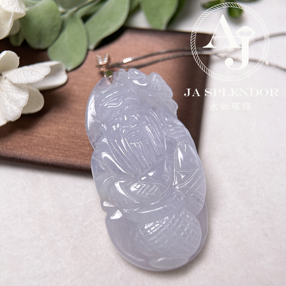 JNS-245 天然翡翠A 冰潤白翡豐收年年有餘招財財神